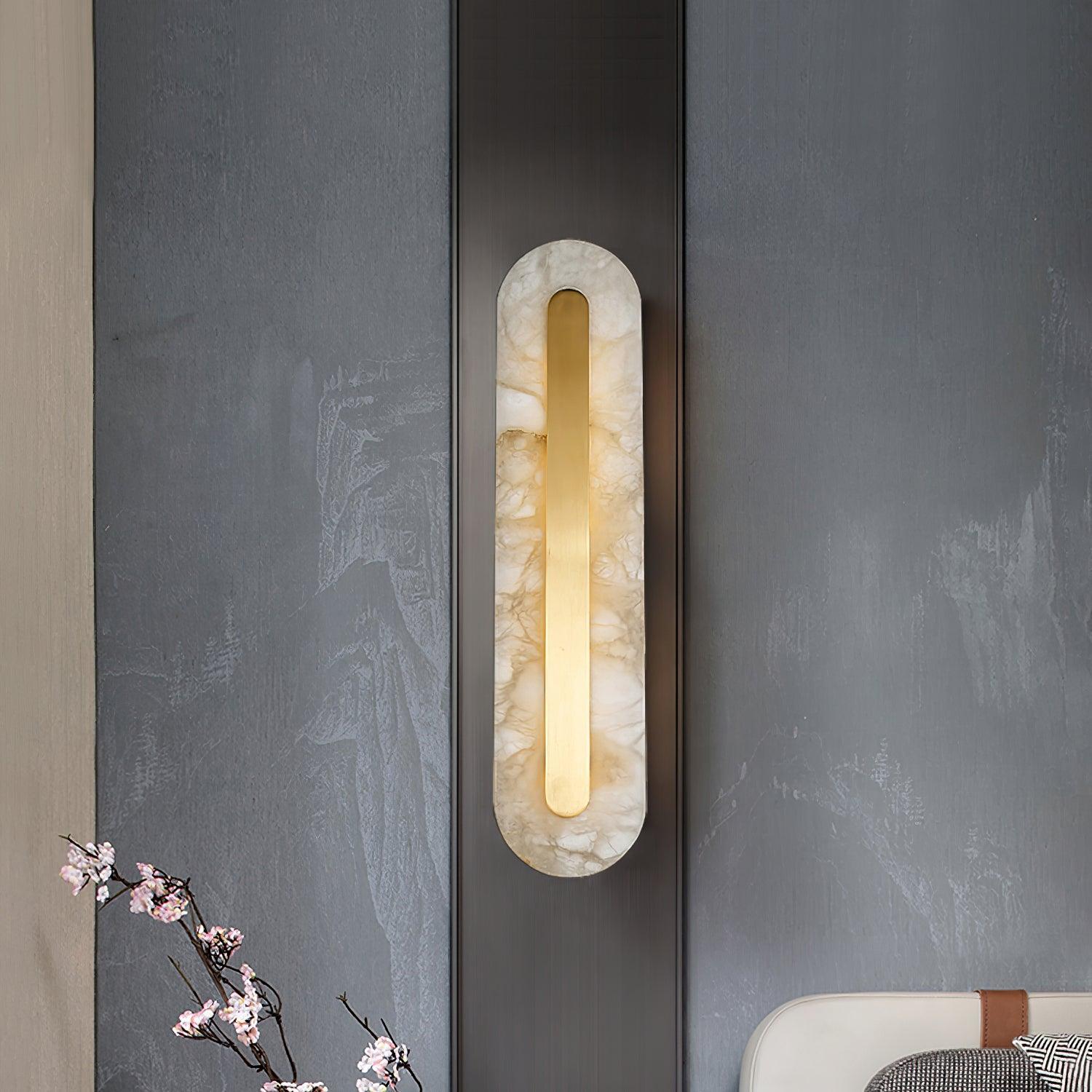 Modern Alabaster Rounded Wall Light Fixture - Elegant Indoor Sconce for Living Room, Bedroom & Hallway Lighting
