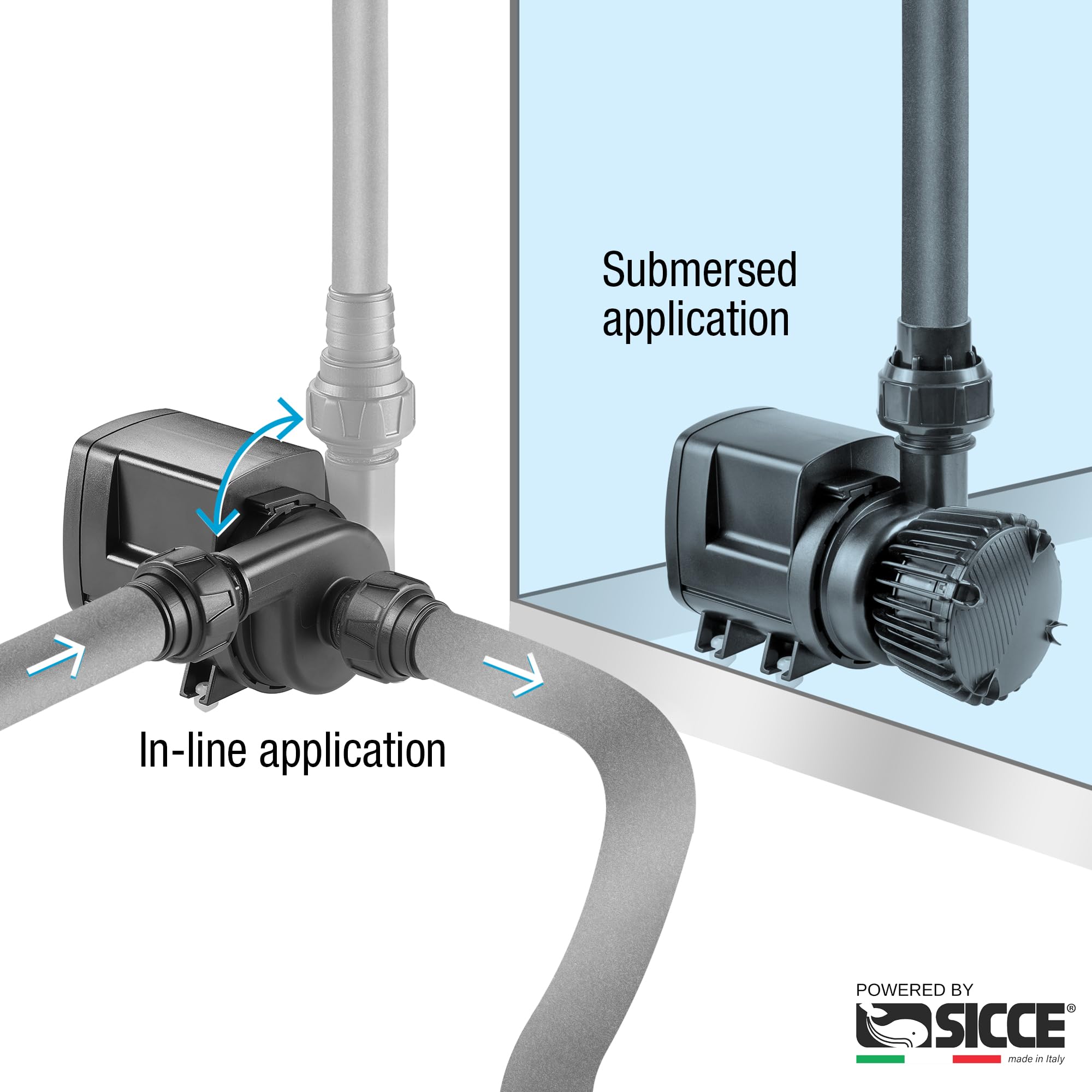 SICCE Syncra ADV 9.0 DC Water Pump 2500 GPH - Italian Made Aquarium Pump with Controller | Ultra Quiet, Submersible or External Use | Perfect for Fish Tanks, Sump Systems, Ponds, Freshwater & Saltwater Aquariums | Ideal for Water Circulation, Filtration & Aeration in Home or Commercial Aquariums