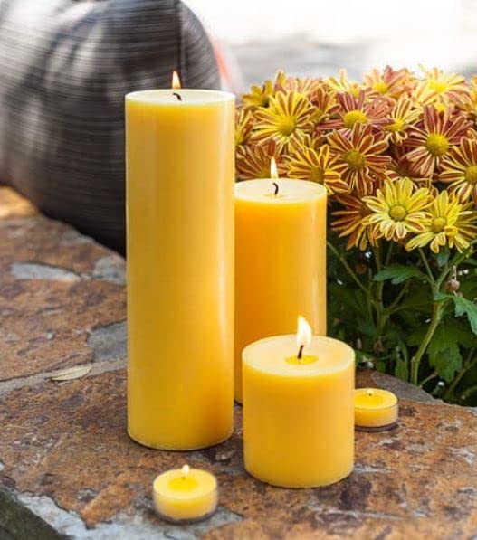 Richland® Yellow Pillar Candles - Set of 18 Long-Lasting Premium Candles for Weddings, Parties & Home Decor | Unscented Decorative Candles for Centerpieces & Romantic Ambiance