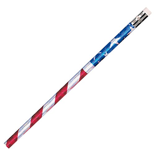 Glitz Stars & Stripes Pencils - 12 Pack for School & Office Use