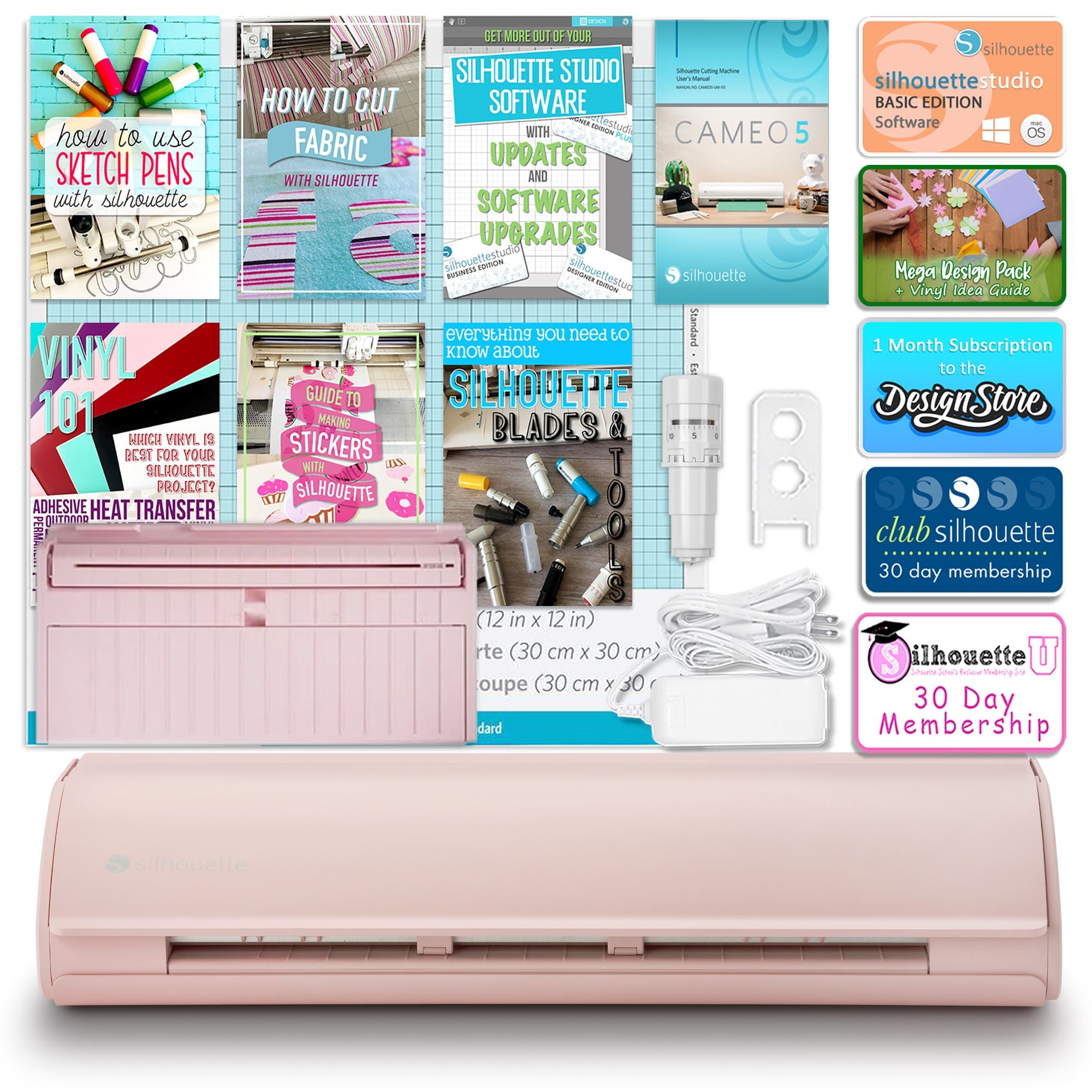 Silhouette Cameo 5 Cutting Machine with Advanced Blade Pack - Includes 38 Oracal Vinyl Sheets & Siser HTV - Perfect for DIY Crafts, Home Decor, and Personalized Gifts
