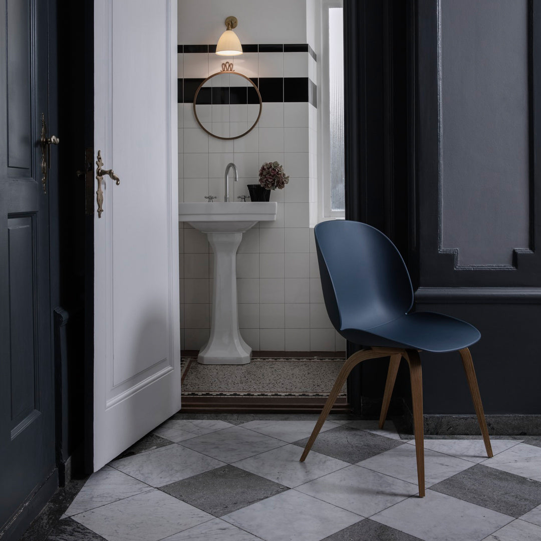 Modern Beetle Dining Chair with Solid Wood Base - Unupholstered Minimalist Design for Kitchen, Dining Room & Office Spaces