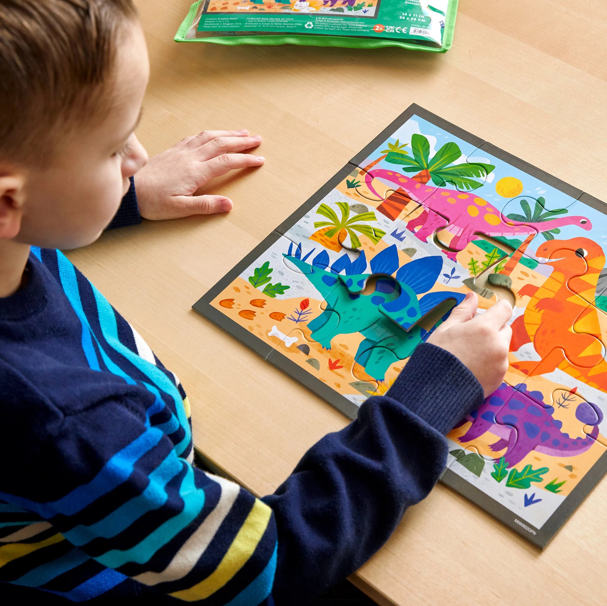 Mighty Dinosaurs 12 Piece Pouch Puzzle - Educational Dinosaur Toys for Kids Ages 3-5 | Perfect for Travel, Preschool Learning & Birthday Gifts