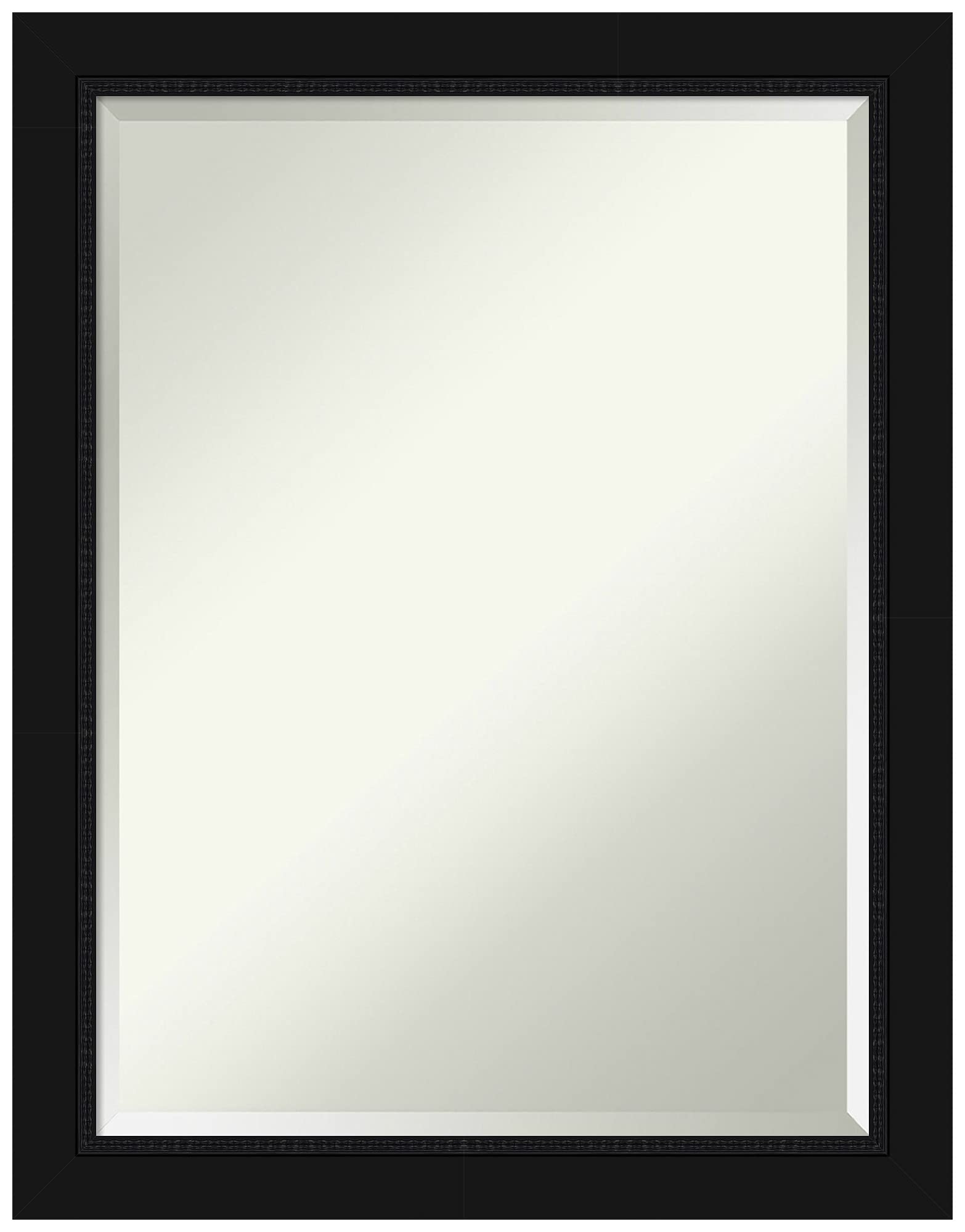 Amanti Art 27x21 Inch Black Rectangle Wall Mirror - Horizontal & Vertical Hanging, Beveled Edge for Bathroom & Living Room Decor - Medium Casual Frame - Made in USA | Perfect for Modern Home, Bedroom, and Entryway Décor