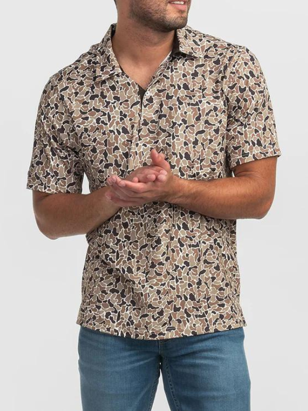 Southern Shirt Co. Ember Brown Printed Polo Shirt for Men - Comfortable Hunting & Outdoor Casual Wear - Perfect for Camping, Fishing, and Outdoor Adventures