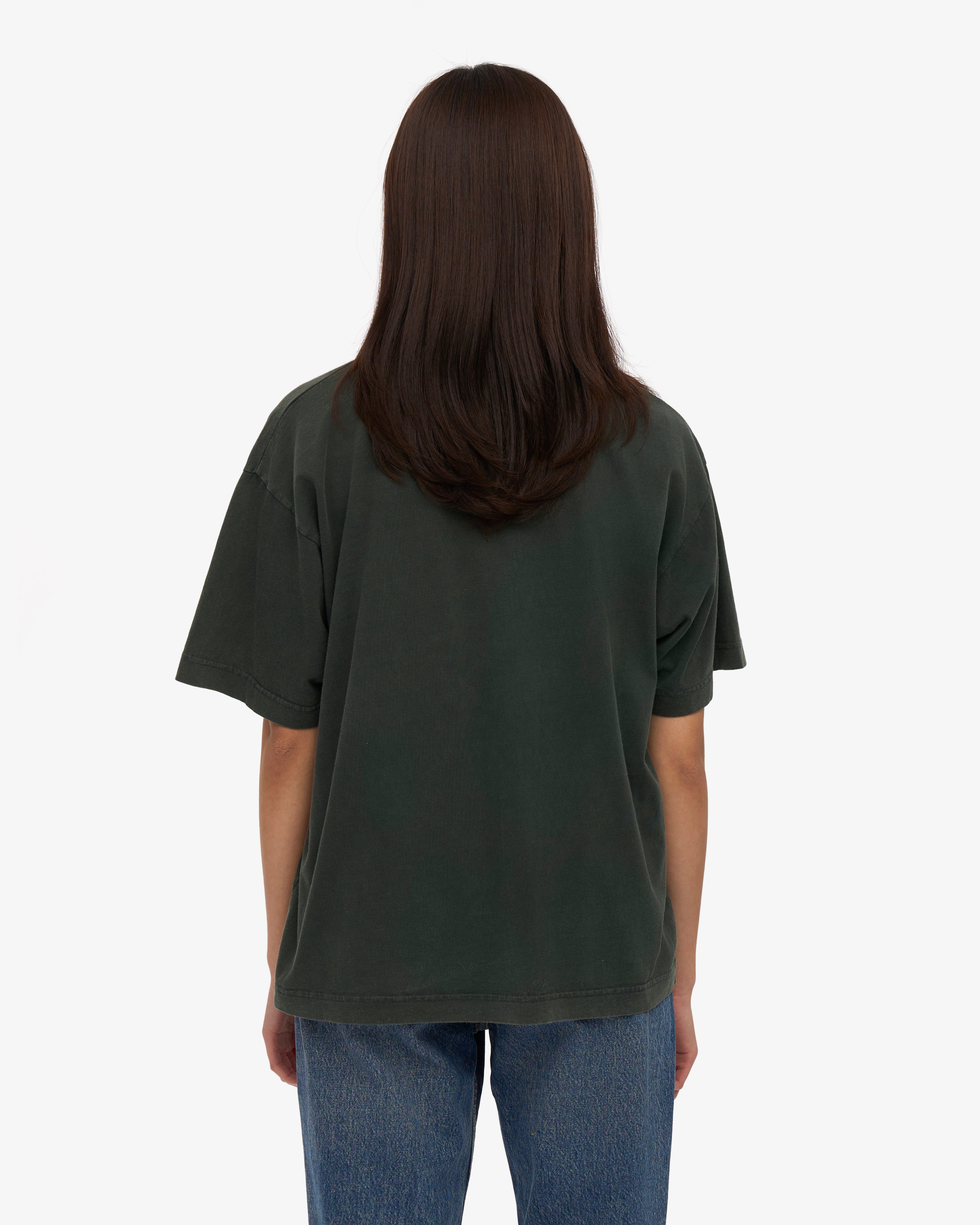 Oversized Organic Cotton T-Shirt for Women - Midnight Forest Green | Soft Eco-Friendly Casual Tee for Lounge, Yoga & Everyday Wear