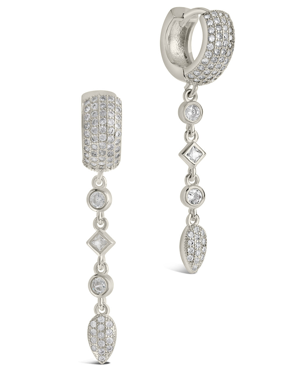 Malin CZ Drop Hoop Earrings - Sterling Silver Dangle Earrings for Women, Elegant Cubic Zirconia Jewelry Gift | Perfect for Parties, Weddings & Everyday Wear