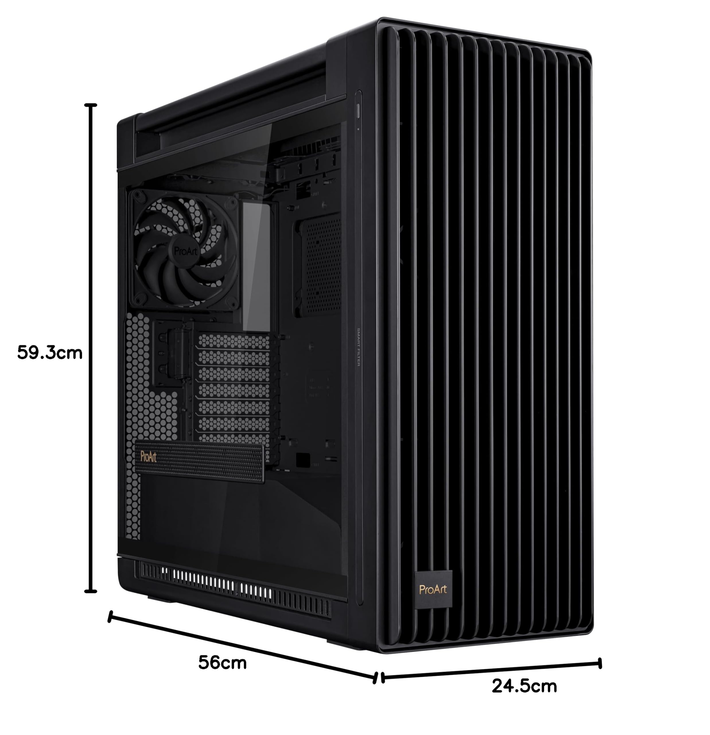 ASUS ProArt PA602 E-ATX PC Case - Supports 420mm Radiator, Includes 1x140mm & 2x200mm Fans, Front IR Dust Indicator, Tool-Free PCIe Mounting - Ideal for High-End Gaming & Professional Workstations