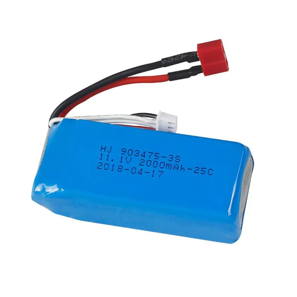 11.1V 2000mAh 25C 3S LiPo Battery with T Plug - Compatible with SCY 16103 Pro RC Car - Perfect for High-Speed Racing and Off-Road Bashing