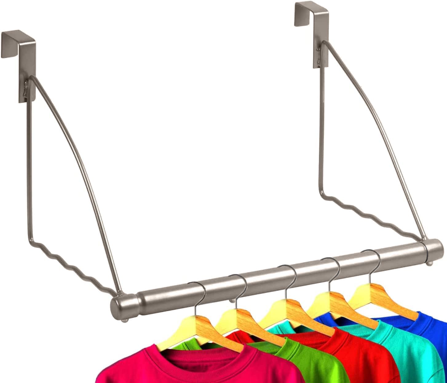 HOLDN’ STORAGE Over The Door Hanger - Space Saving Clothes & Towel Organizer for Bathroom, Bedroom, Closet - Durable Gray Door Rack for Hanging, Drying & Storage - Perfect for Small Spaces, Apartments & Dorm Rooms