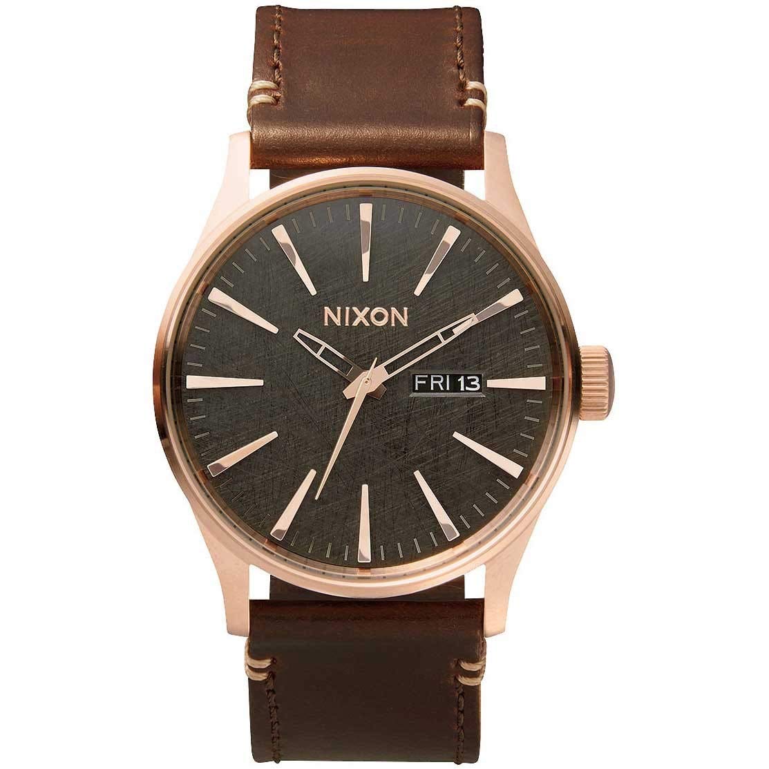 Nixon Men's A105 Sentry 42mm Stainless Steel Leather Quartz Watch - Stylish Casual & Business Timepiece for Everyday Wear