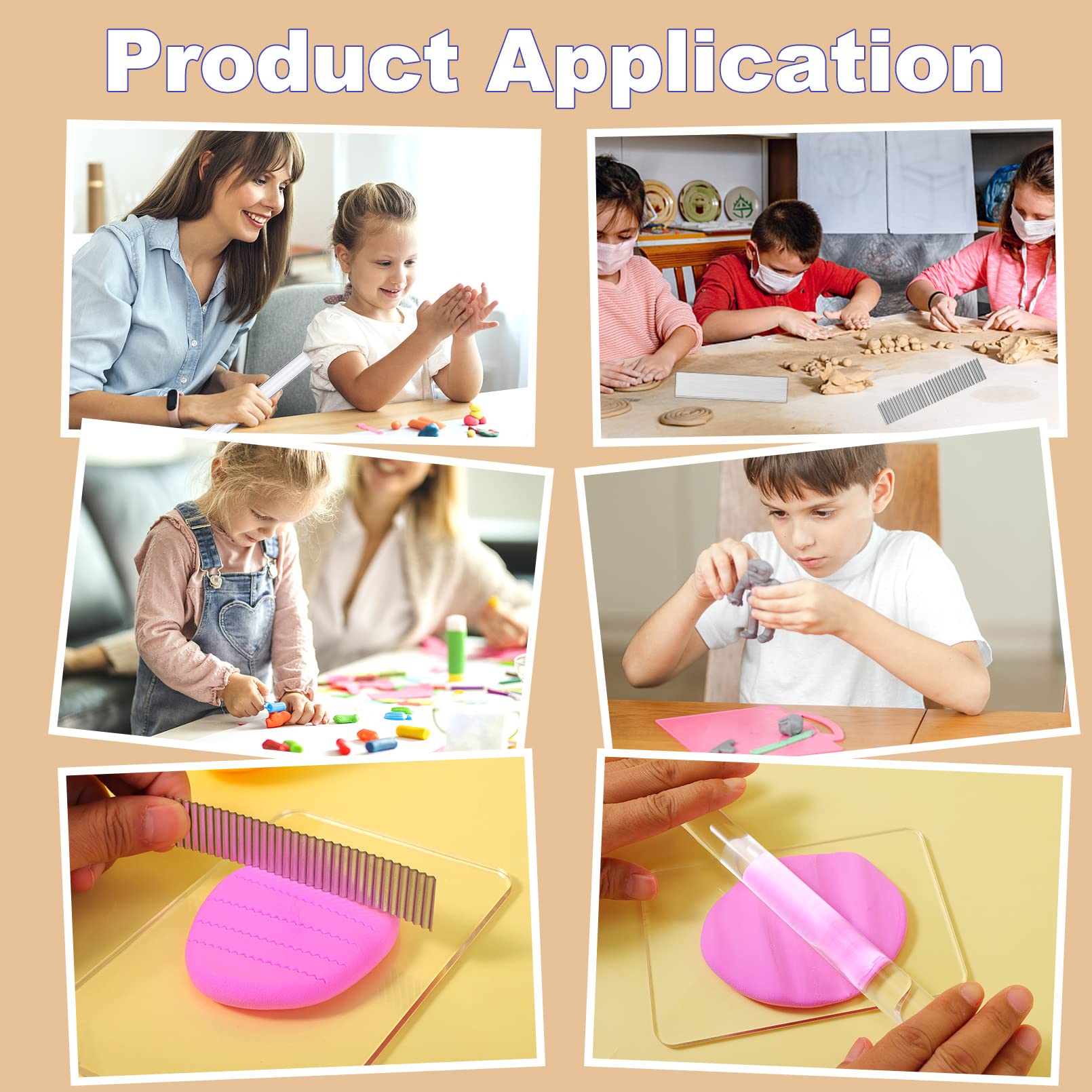 9PCS Acrylic Clay Roller Set - 2 Acrylic Sheet Backing Boards, 2 Solid Acrylic Rollers, 4 Polymer Clay Blades, 1 Wavy Blade - Professional Polymer Clay Tools for DIY Shaping, Slicing, Sculpting & Modeling - Perfect for Jewelry Making, Pottery, Arts & Crafts Projects