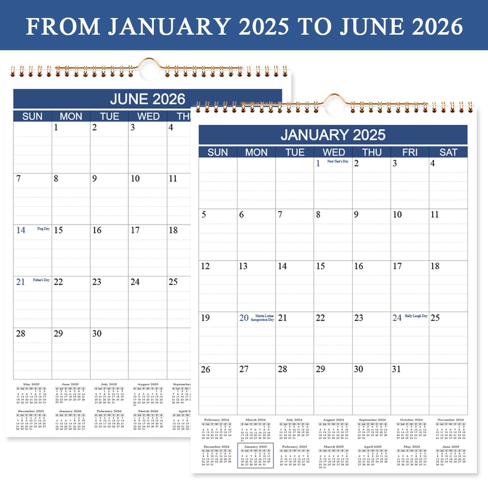 2025-2026 Wall Calendar (March 2025 - June 2026) | 16-Month Planner with Thick Paper | 8.5