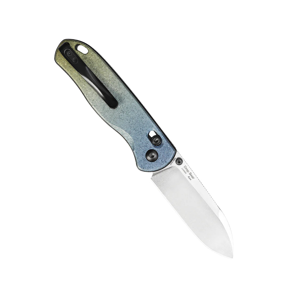Kizer Ki3619A3 AZO Drop Bear Folding Knife - LC200N Stonewashed Drop Point Blade & Gradient Titanium Handles - EDC Pocket Knife for Outdoor Camping, Hiking and Survival Gear