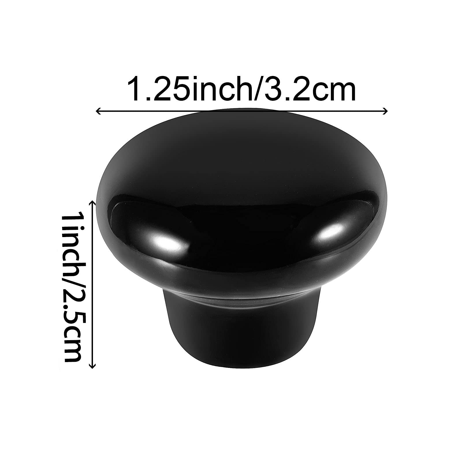 20 Pack Black Glossy Vintage Ceramic Cabinet Knobs - Premium Drawer Pull Handles with 20 Long Screws for Kitchen Cabinets, Bathroom Vanity, Dresser & Home Office Furniture (Durable & Stylish Hardware)