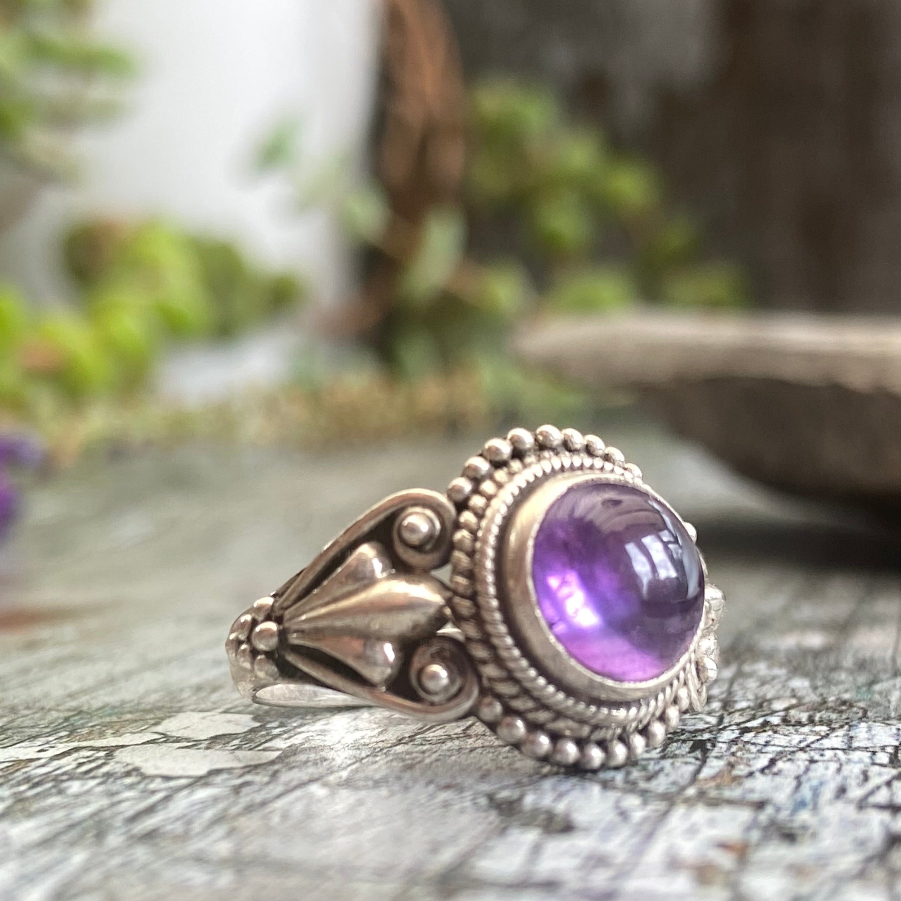Botani Ring with Genuine Amethyst Stone - Elegant Floral Jewelry for Women | Perfect for Weddings, Anniversaries & Everyday Wear