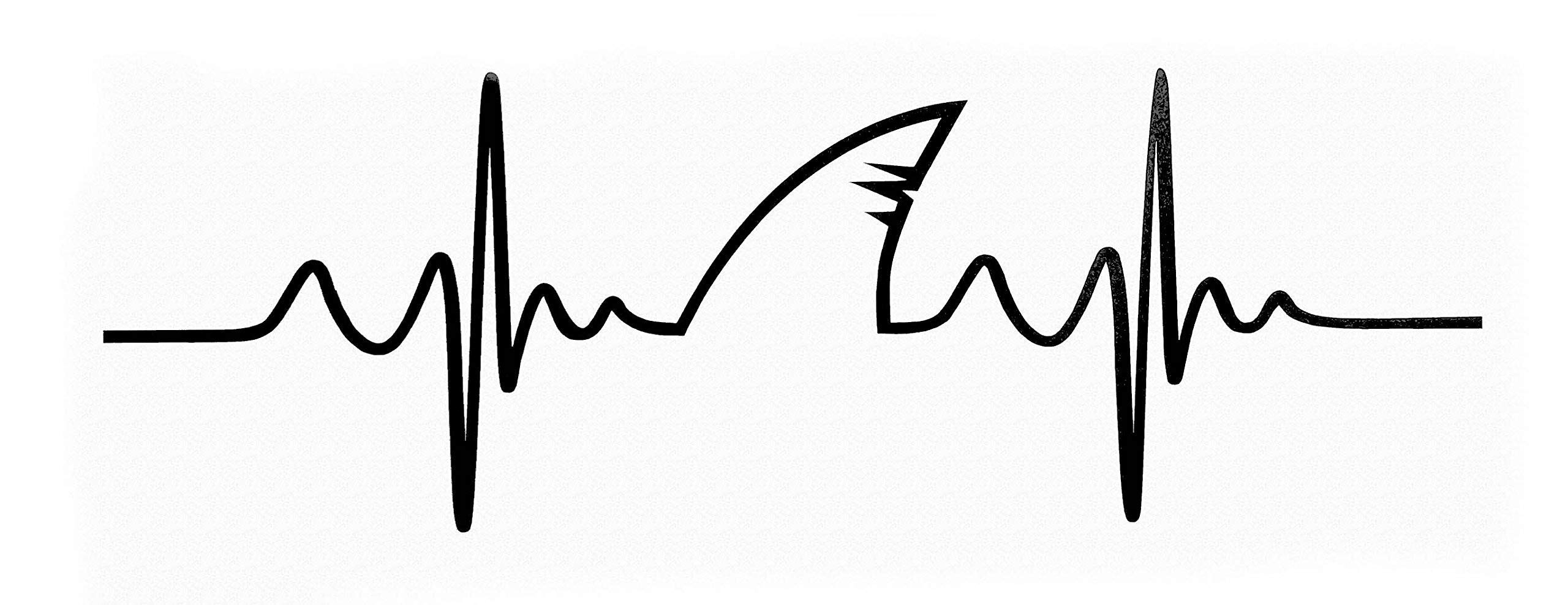 Custom Pulse Shark Vinyl Decal - Heartbeat Ocean Beach Bumper Sticker for Tumblers, Laptops & Car Windows - Tropical Ocean Design - Perfect for Beach Lovers, Surfers & Marine Life Enthusiasts