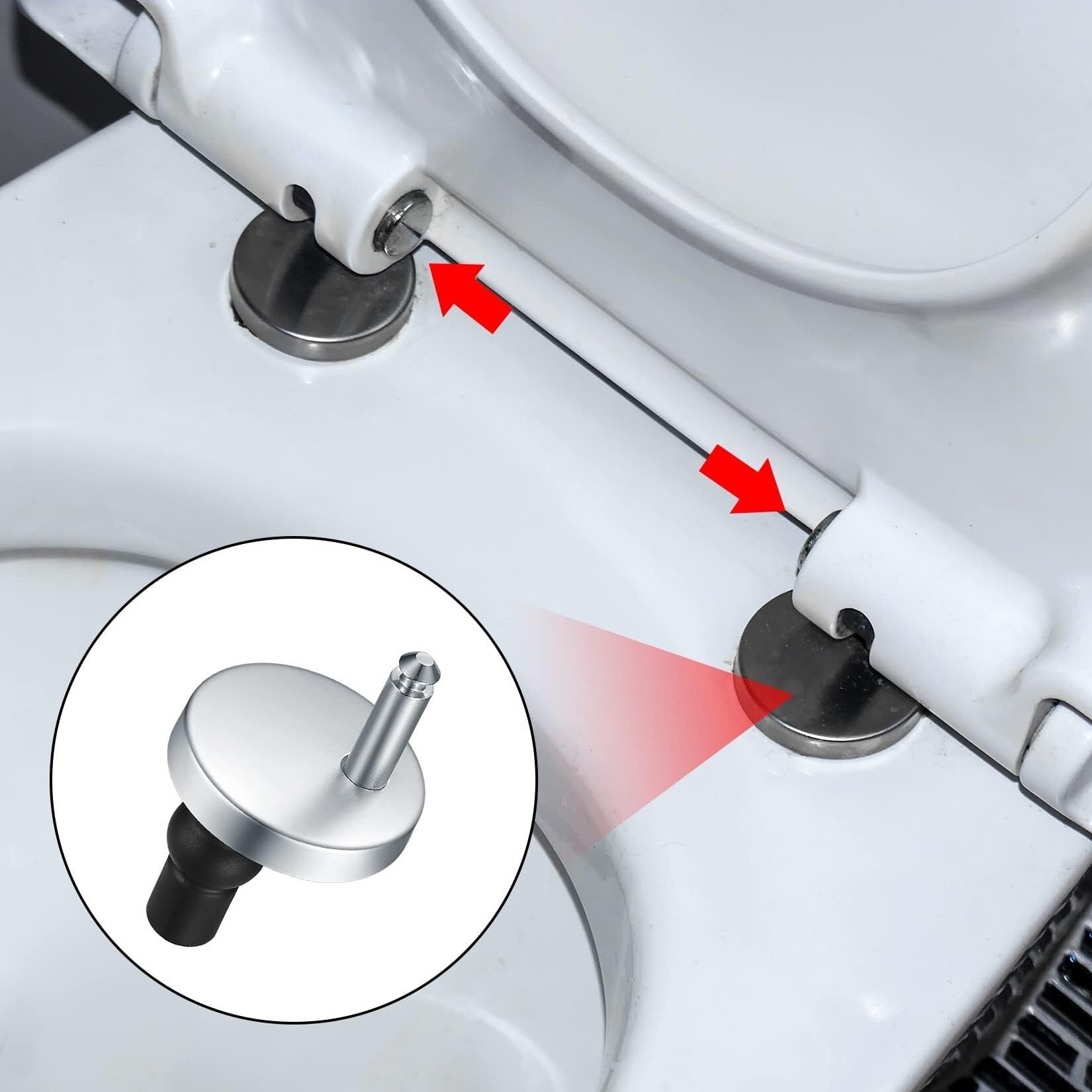 Quick Release Toilet Seat Hinges - 2 Pack Stainless Steel for Easy WC Installation