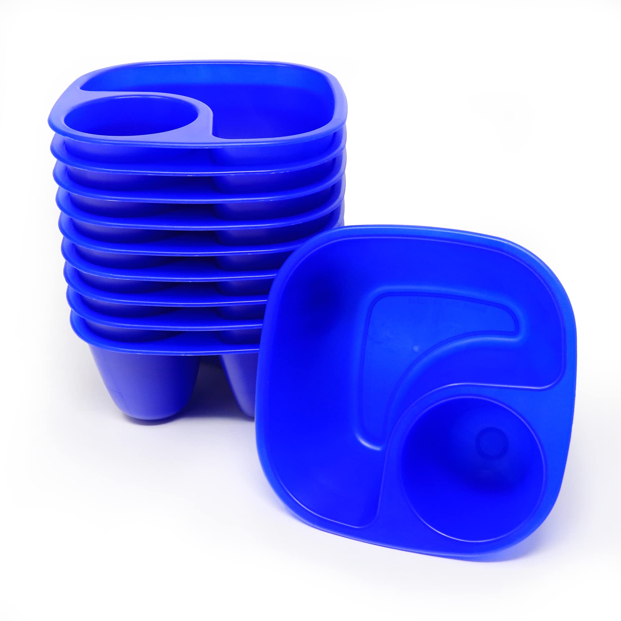 Rolling Sands Reusable Snack and Dip Bowls - 10 Pack BPA-Free Plastic Containers with Dividers | Dishwasher & Microwave Safe | Perfect for Parties, Picnics, and Office Lunches | Made in USA (Blue)