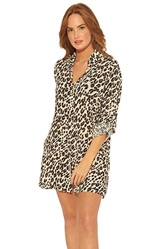 Bleu Rod Beattie Cheetah Skin Games Shirt Dress - Stylish Cover Up for Beach, Pool, and Summer Outings
