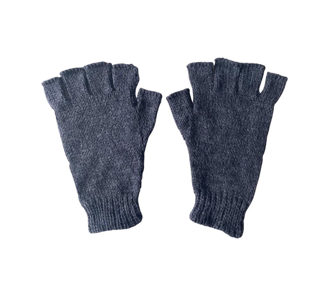 Alpaca Hand Knitted Fingerless Gloves - Soft Warm Winter Gloves for Women & Men - Perfect for Typing, Driving & Outdoor Activities - Charcoal Gray