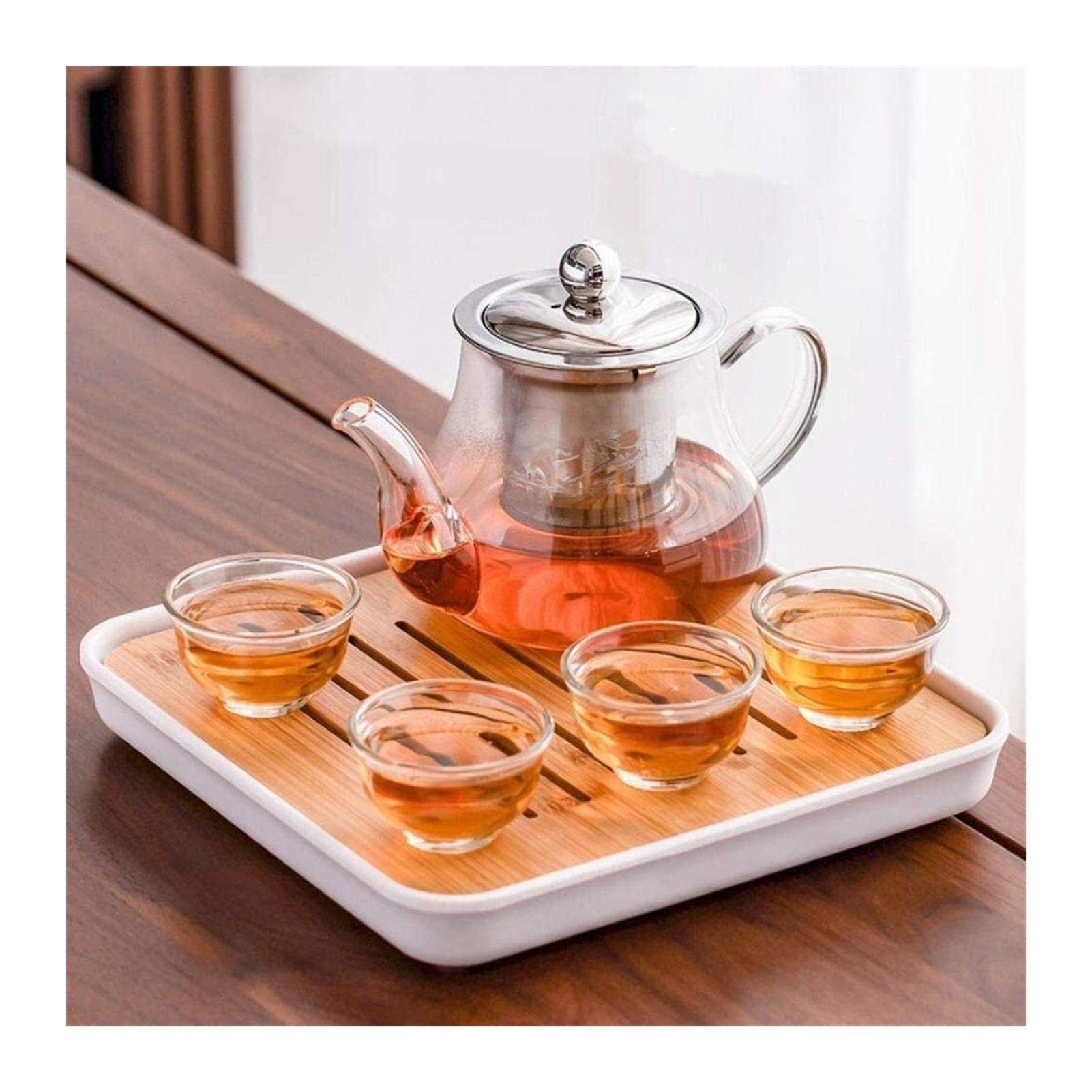 Heat-Resistant Glass Kung Fu Tea Set - Modern Transparent Flower Teapot with Filter, Tea Maker Cup for Home & Office Use | Perfect for Chinese Tea Ceremony, Afternoon Tea, and Relaxation