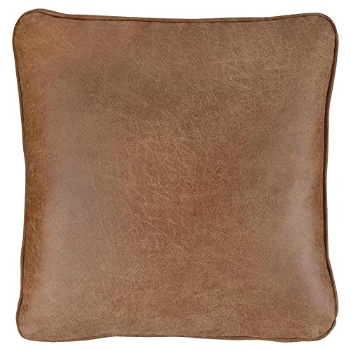 Benzara 20x20 Inch Brown Leatherette Decorative Throw Pillow Set of 4 - Perfect for Sofa, Bed, Couch, and Home Decor Accent