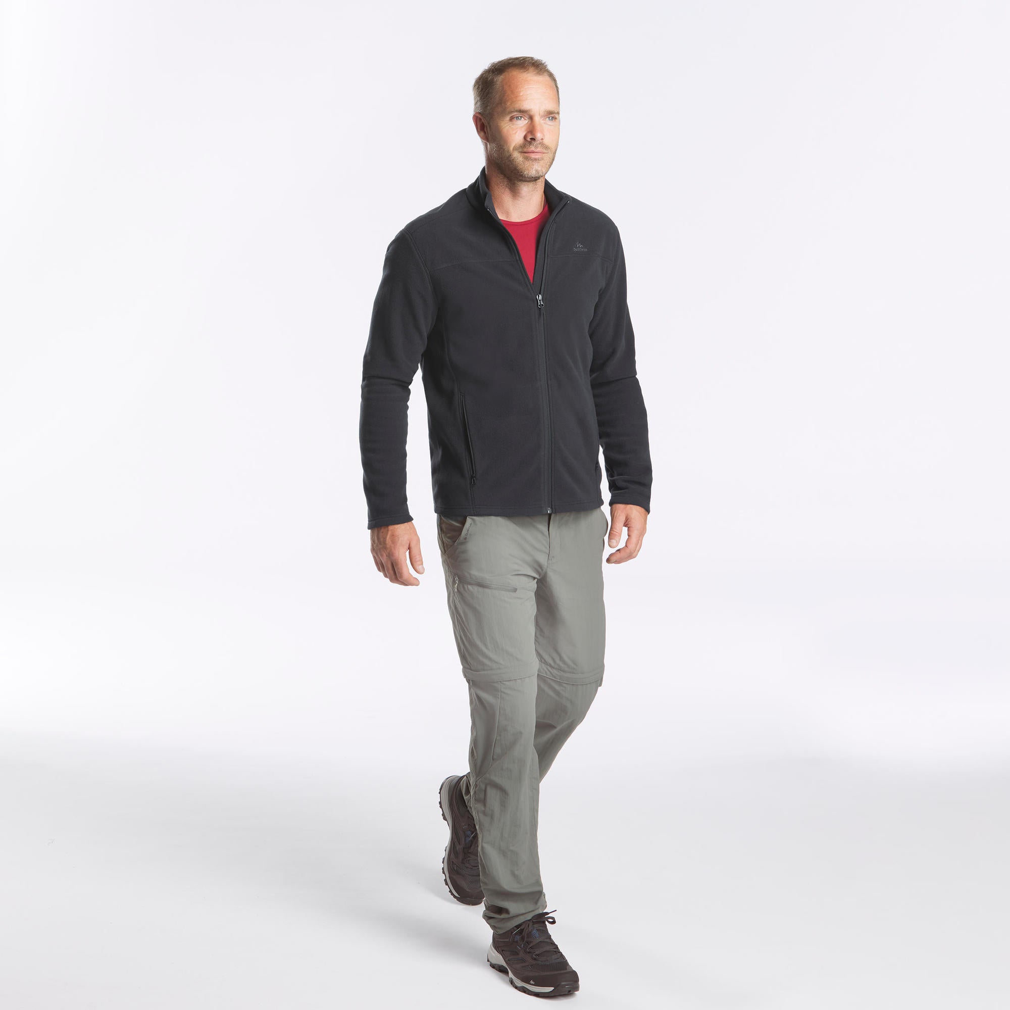 Quechua Men's MH120 Lightweight Hiking Fleece Jacket - Warm & Breathable for Outdoor Adventures, Camping & Travel