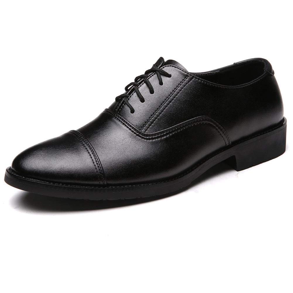 Premium Men's Leather Dress Shoes - Oxford Lace-Up Round Toe Cowhide Formal Shoes for Business & Party | Non-Slip Sole, Comfortable Block Heel | Ideal for Office, Wedding & Special Occasions