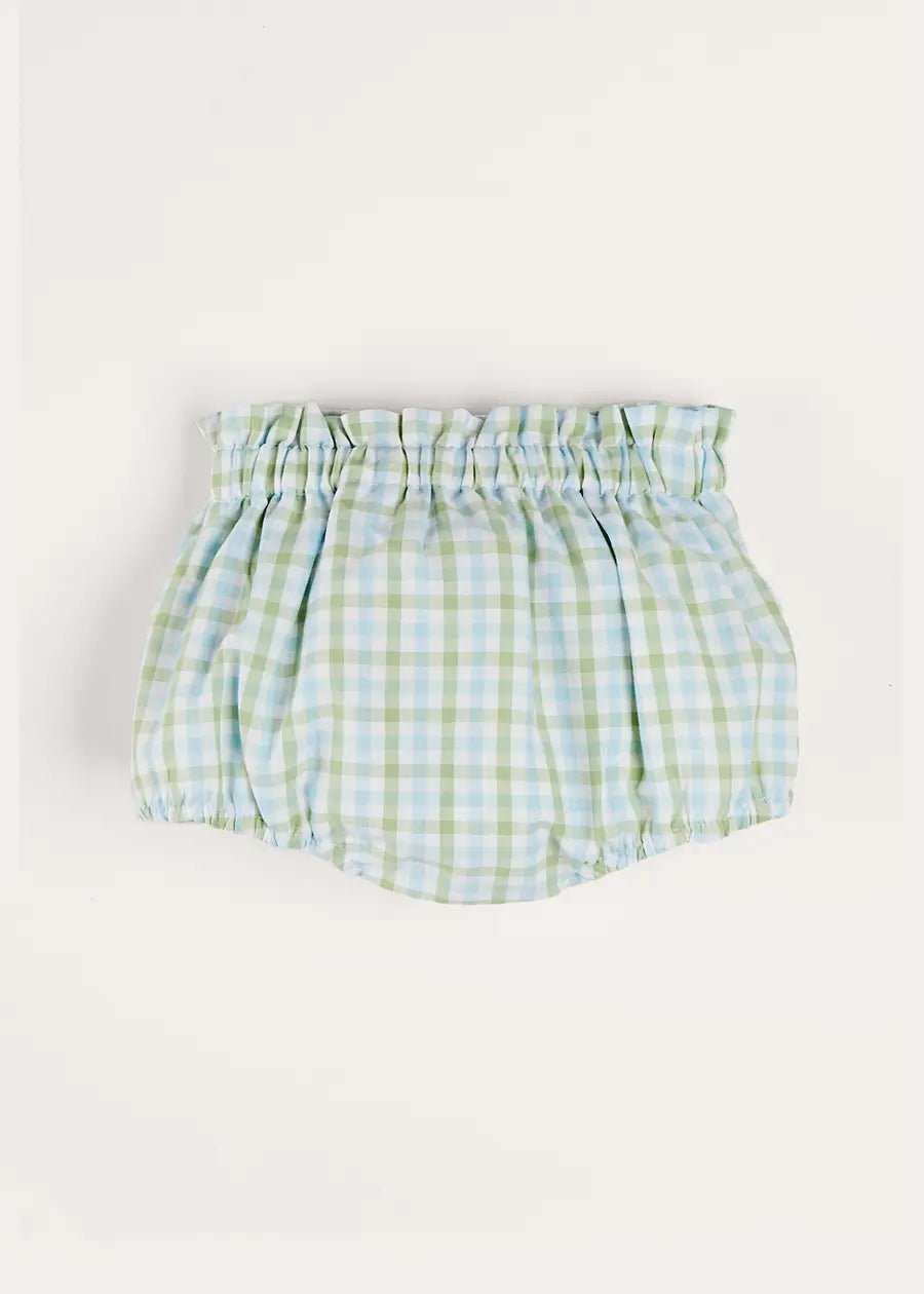 Maxwell Green Gingham Baby Bloomers with Button Detail - 18 Months - Soft & Comfortable for Playtime, Photo Shoots & Special Occasions