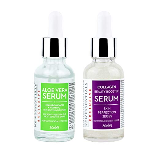 New Essentials Daily Duo Set - Collagen & Aloe Vera Serum for Hydration & Anti-Aging | Perfect for Morning & Night Skincare Routine