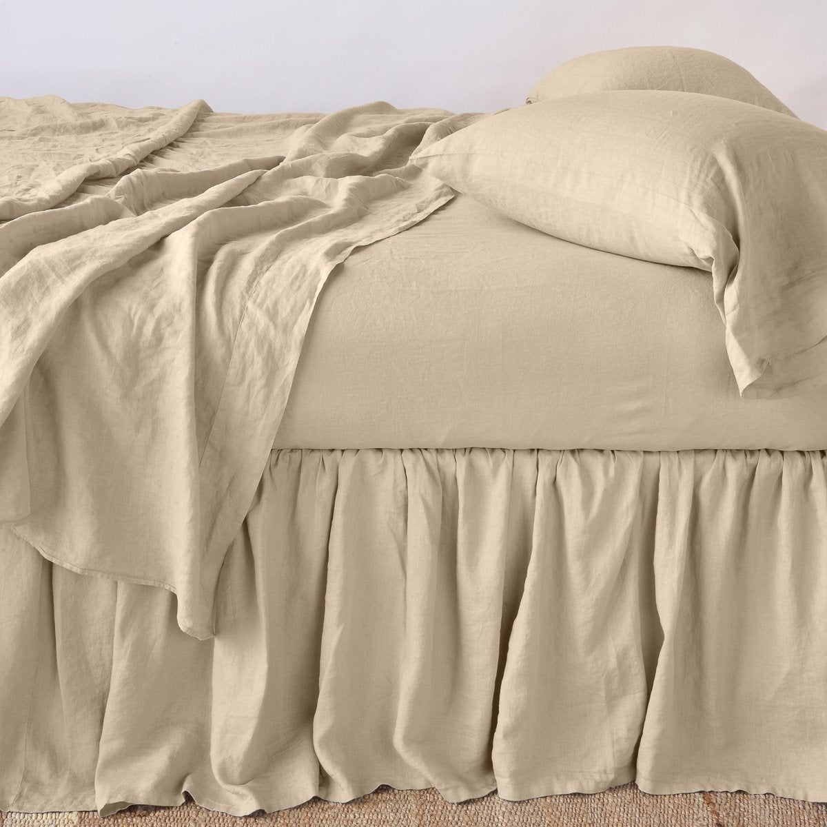 Premium Linen Twin Bed Skirt - Soft & Breathable Bedding Skirt with Elastic Hem - Perfect for Guest Rooms, Dorms & Kids' Bedrooms