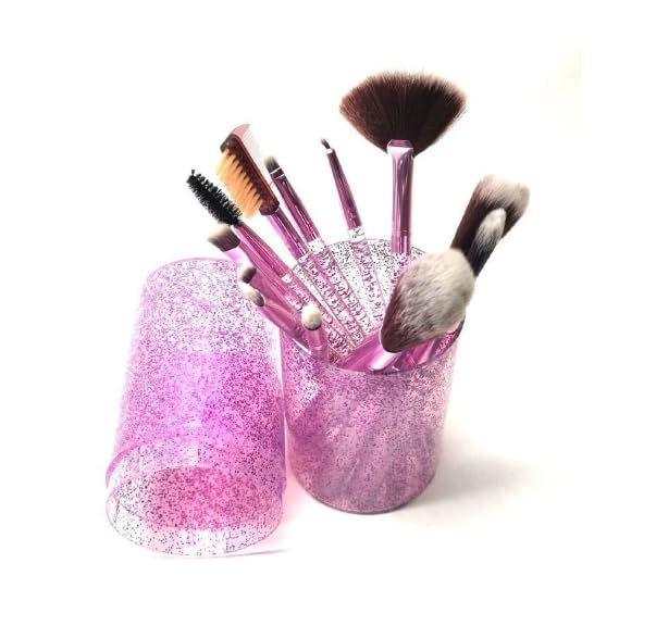 CARAPACE 12-Piece Glitter Dust Makeup Brush Set with Shimmer Storage Case - Professional Cosmetic Brushes for Eyeshadow, Blush, Contouring - Perfect for Makeup Artists & Beauty Enthusiasts
