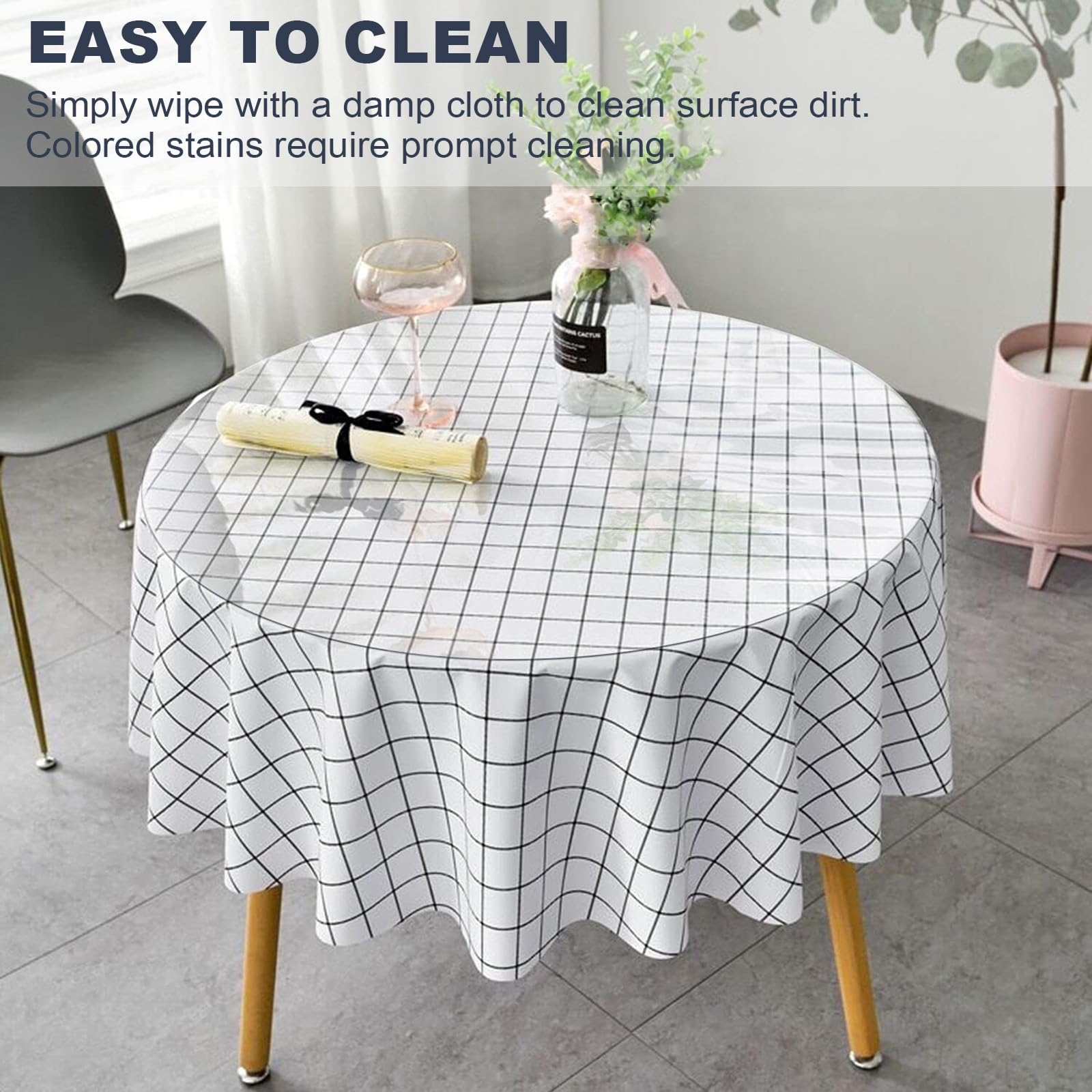 LovePads 1.5mm Thick Clear Round Table Cover Protector - 70 Inch PVC Plastic Tablecloth for Dining Room, Kitchen, Party & Outdoor Use - Waterproof, Scratch-Resistant Round Table Pad for Home & Restaurant Decor