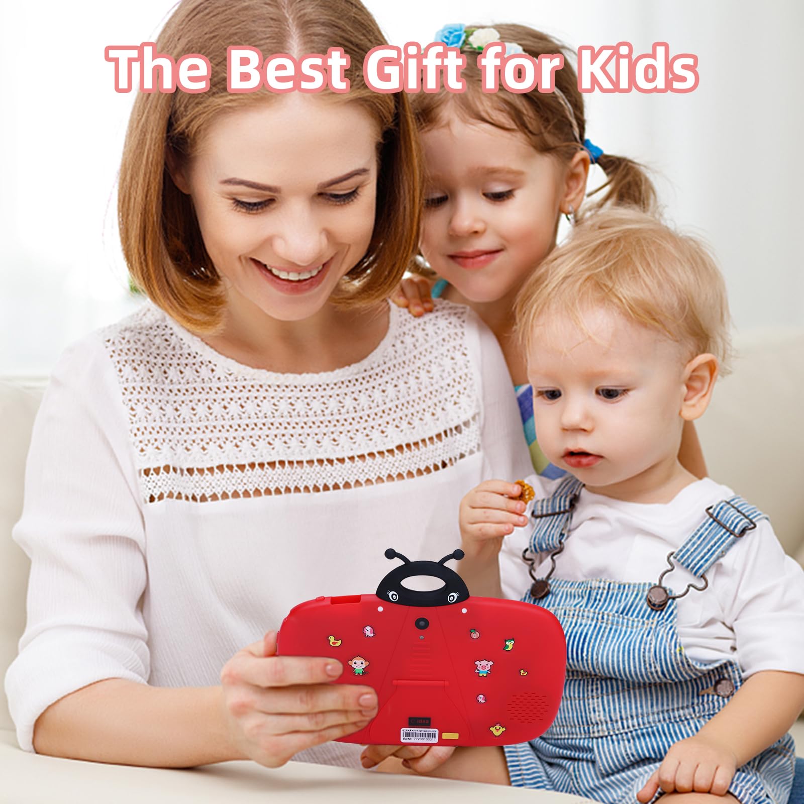 C idea CM77 7 Inch Kids Tablet - Educational Android Tablet with Parental Controls, Shockproof Case & Preloaded Learning Apps - Perfect for Homeschooling, Travel & Early Childhood Development (Red)