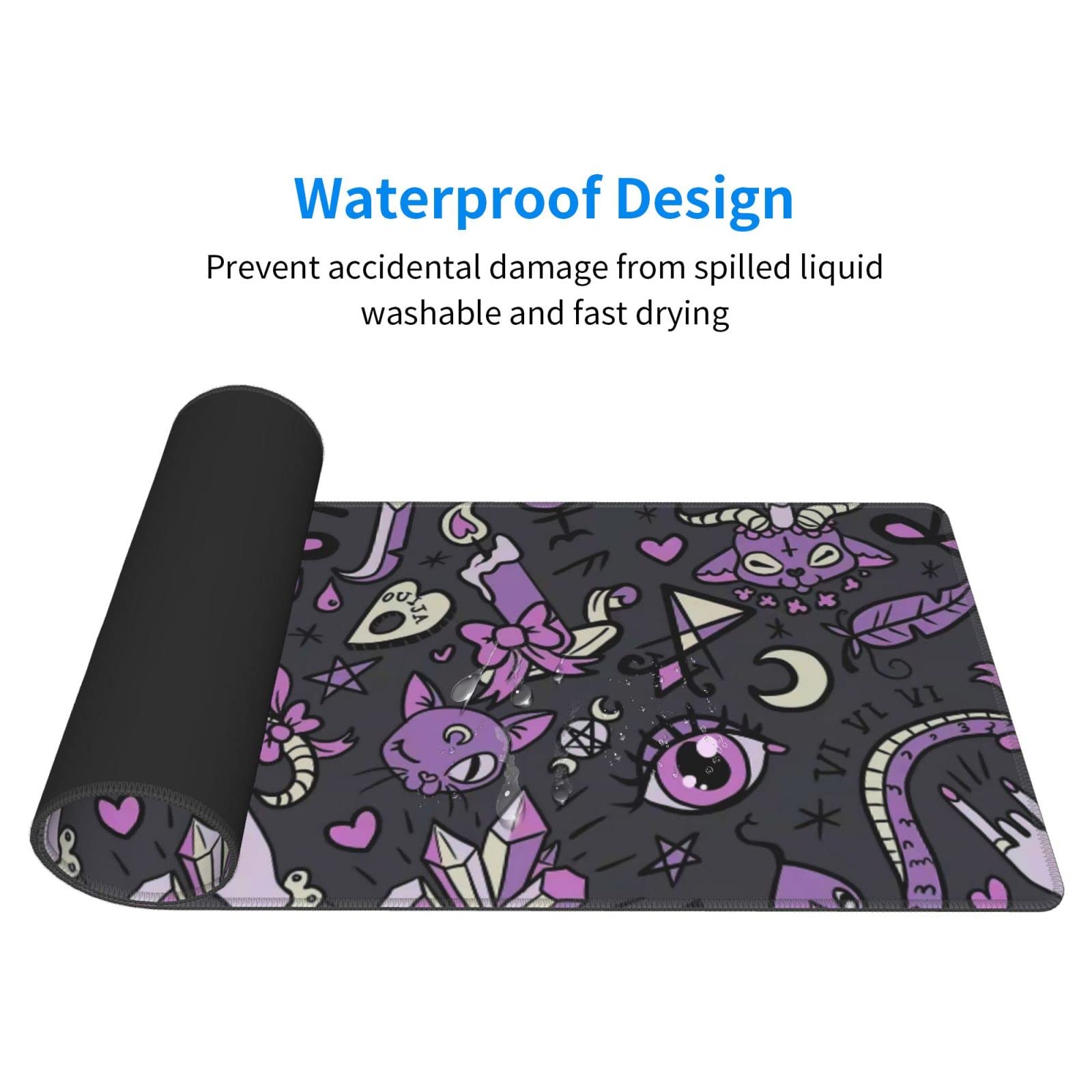 Goth Gaming Mouse Pad - Spooky Gray & Purple Extended XL Mouse Mat (31.5