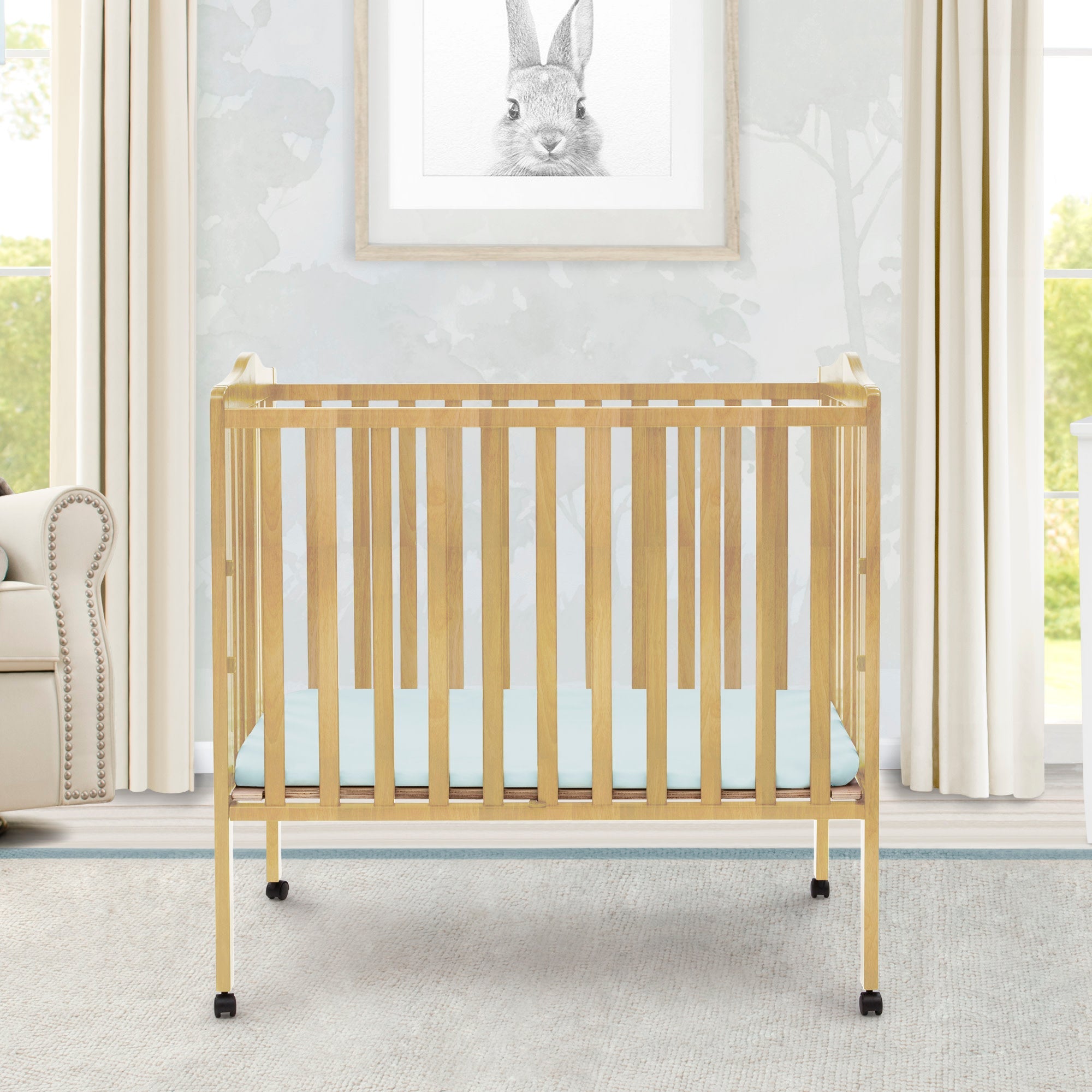 Portable Folding Mini Baby Crib with 1.5 Inch Mattress - Lightweight Travel Crib for Newborns & Infants - Perfect for Home, Nursery, Travel & Outdoor Use