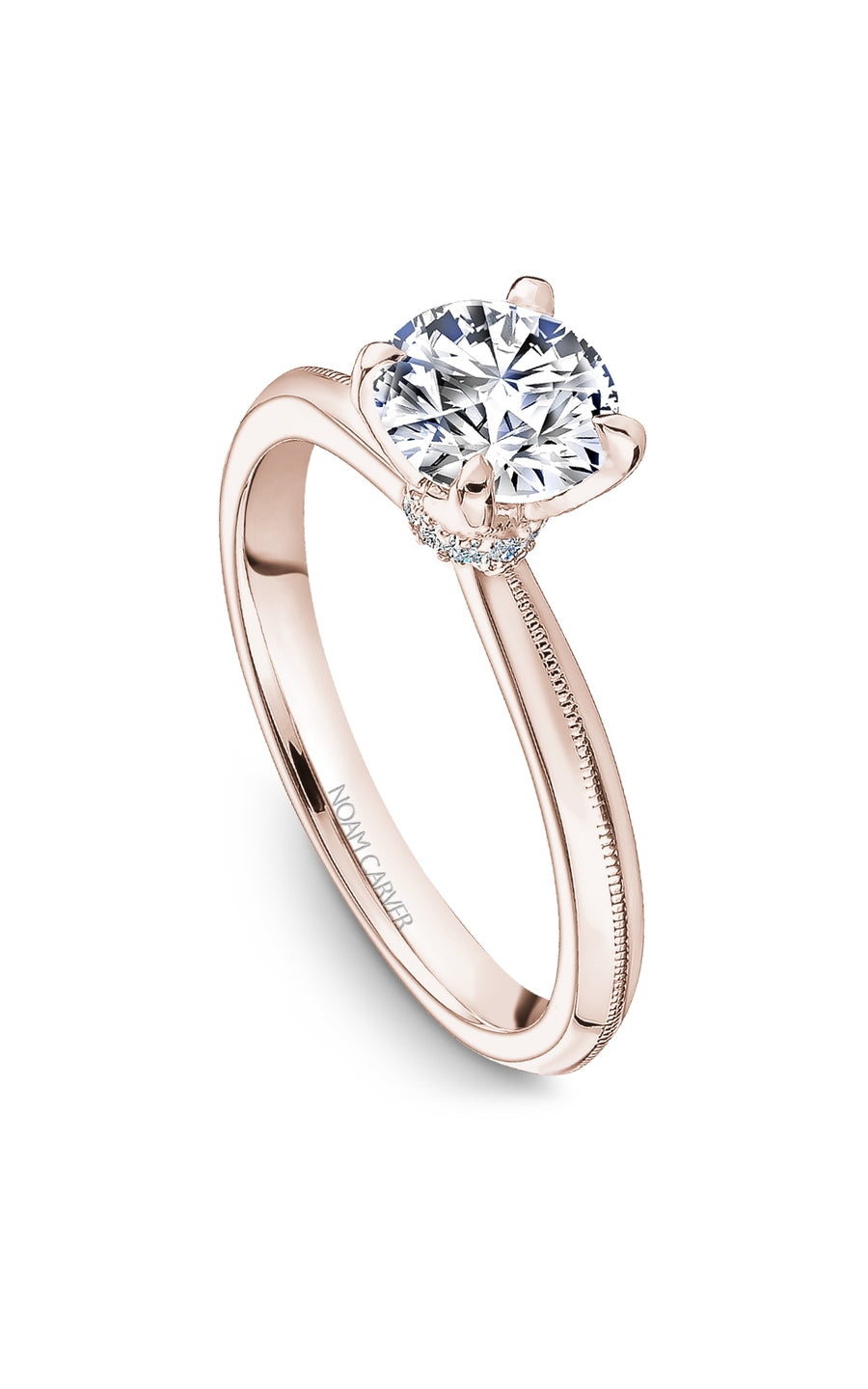 Noam Carver B342 01RA Bridal Engagement Ring - 14K White Gold Diamond Wedding Band for Women, Perfect for Proposals & Anniversary Gifts