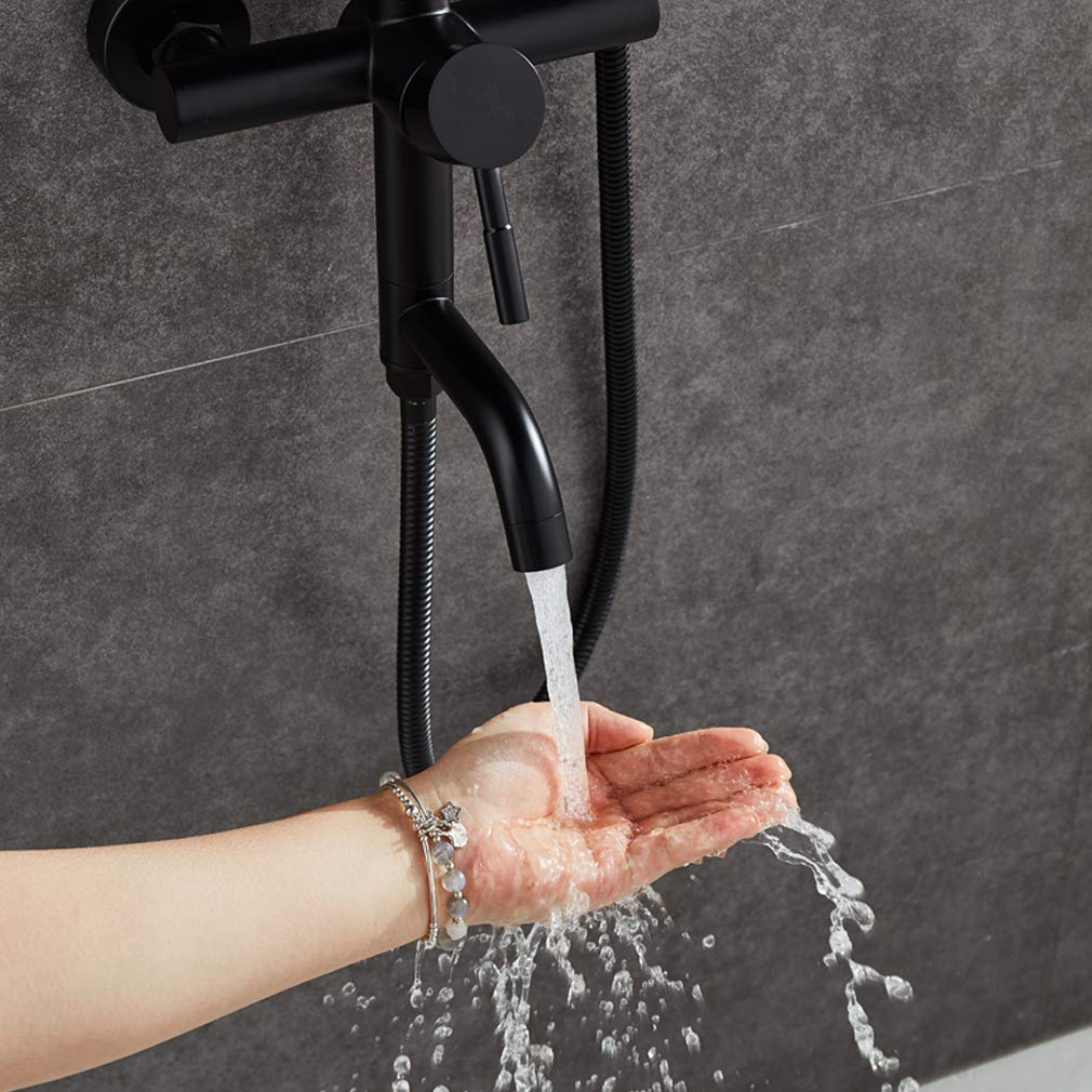 Matte Black Outdoor Shower Fixtures - Stainless Steel 3-Function Bathtub Shower Faucet Set Wall Mounted (A5108B) - Perfect for Patio, Poolside & Garden Showers