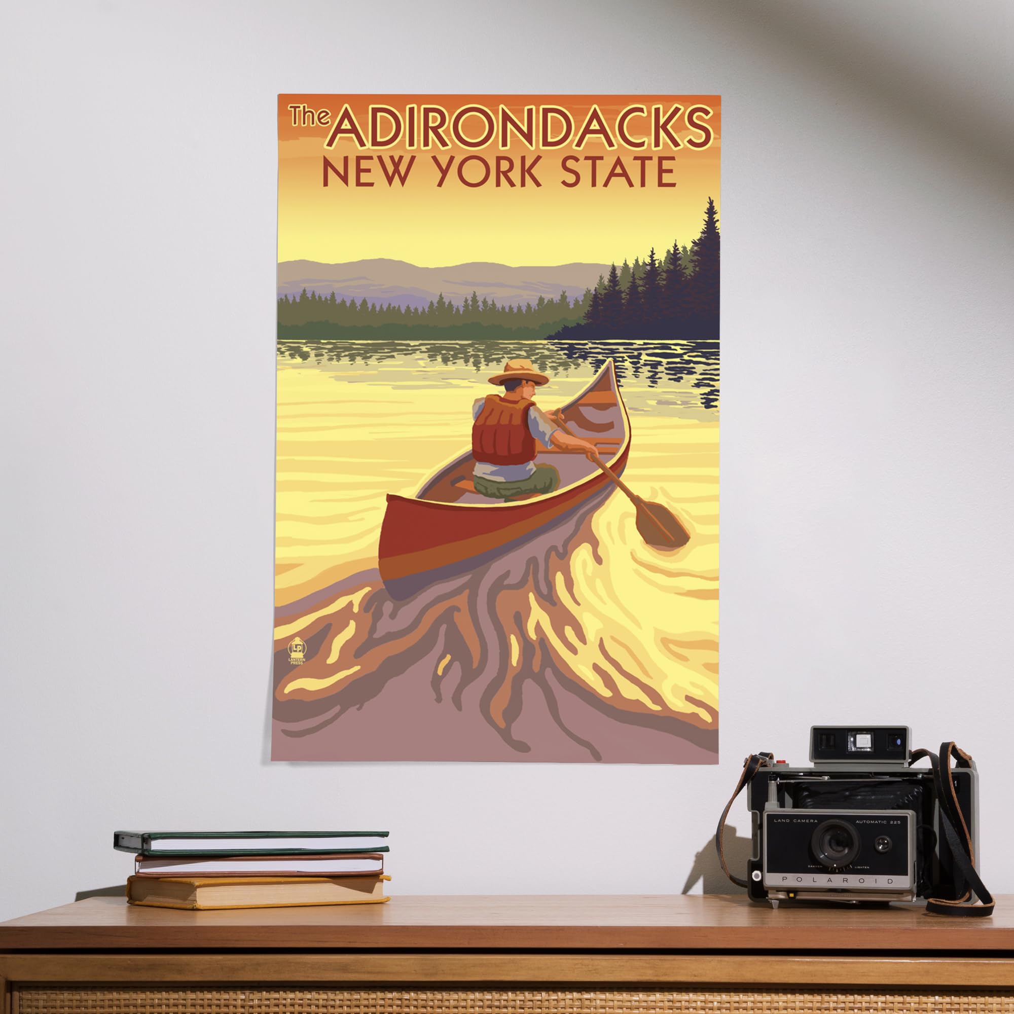 Lantern Press 16x24 Inch Giclee Print - The Adirondacks New York Canoe Scene Wall Art - Perfect for Living Room, Bedroom & Office Decor