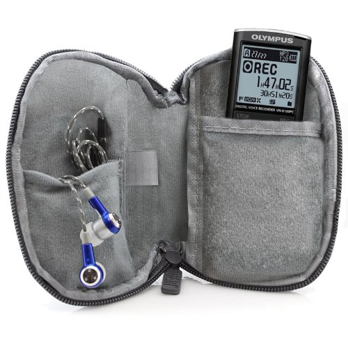 USA Gear Protective Case for Digital Voice Recorder - Durable Travel Case Compatible with EVIDA V618, Sony ICD-PX370, Aomago & Lavalier Microphones - Waterproof Belt Loop Case for Interviews, Lectures & Outdoor Recording (Black)