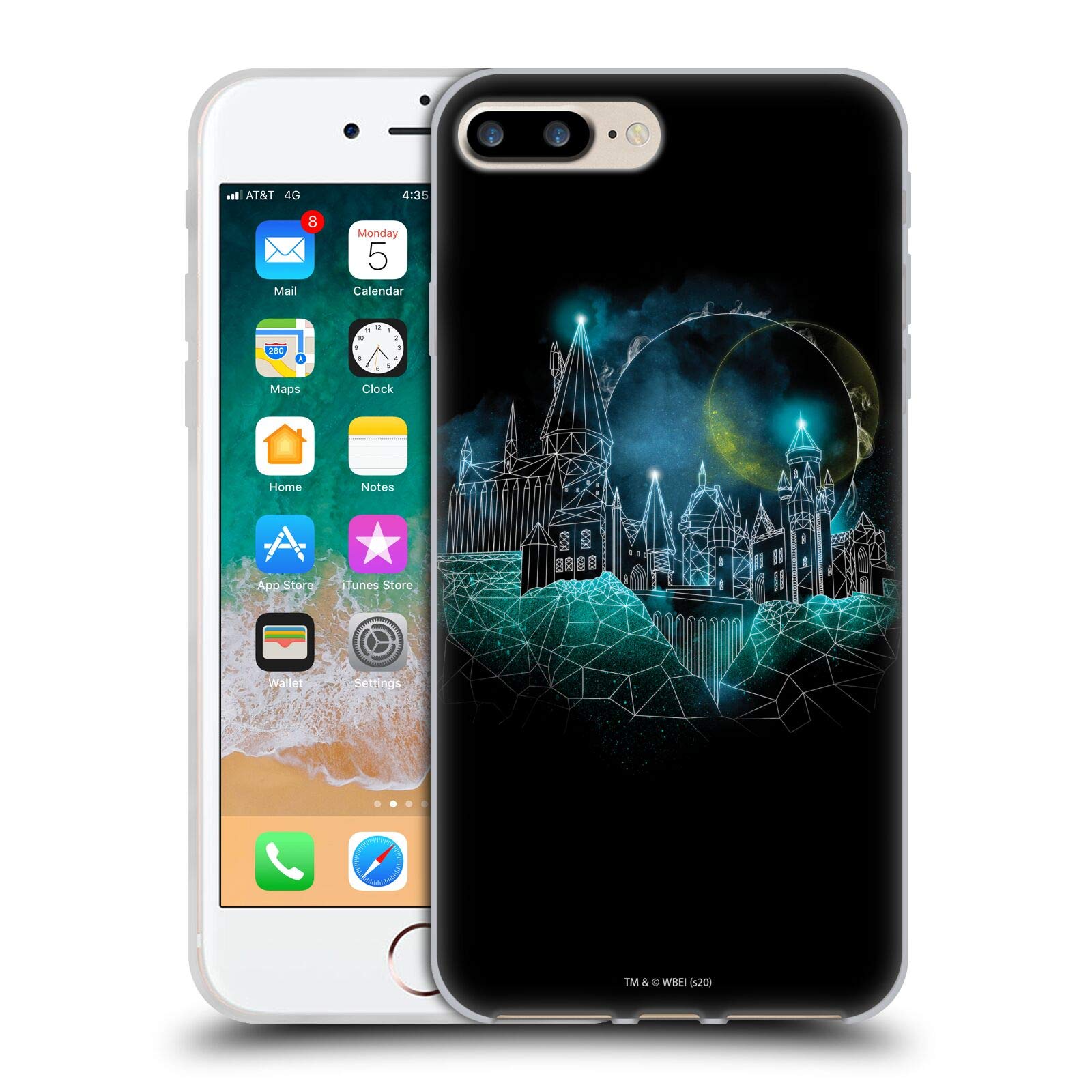 Officially Licensed Harry Potter Hogwarts Deathly Hallows XVIII Soft Gel Phone Case for Apple iPhone 7 Plus/iPhone 8 Plus - Perfect for Fans, Daily Protection & Magic-Themed Style