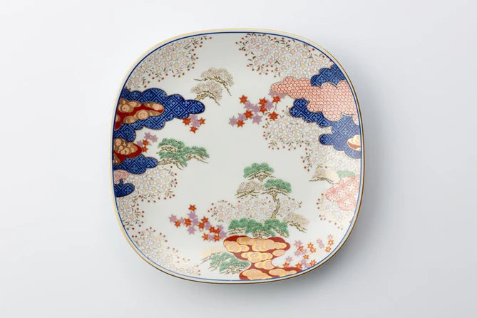 Arita Yaki Cherry Blossom Maple Pine Japanese Porcelain Plate 8.3 Inch - Elegant Dinnerware for Home Dining, Wedding Gifts & Asian Decor