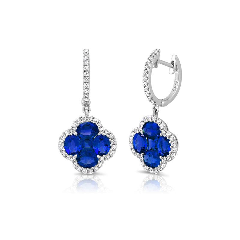 Exquisite Sapphire and Diamond Earrings for Women | 14K White Gold Stud Earrings | Perfect for Weddings, Anniversaries & Special Occasions