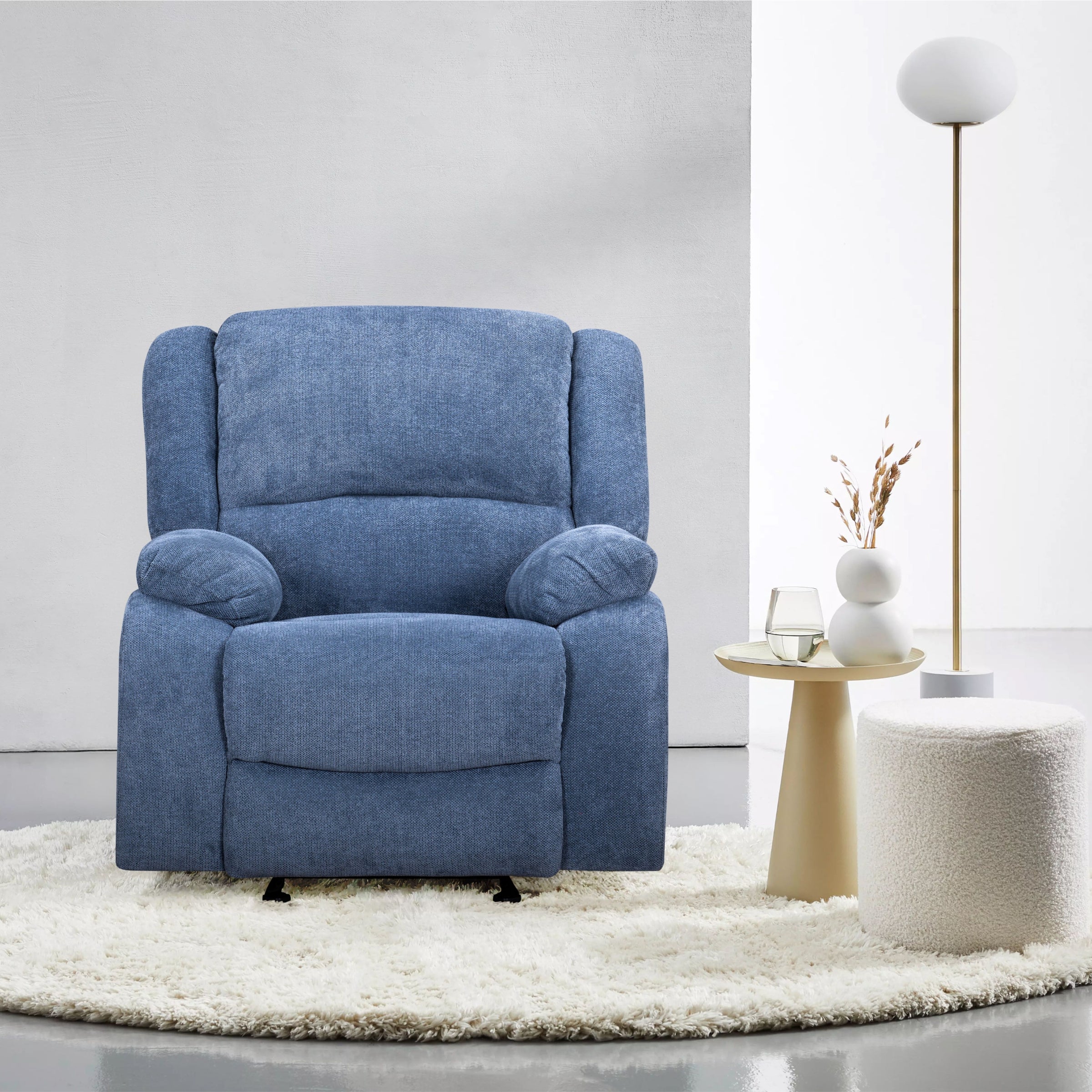 Roundhill Furniture Blitz Transitional Manual Recliner Chair - Comfortable Living Room Reclining Armchair for Relaxing, Reading & Watching TV