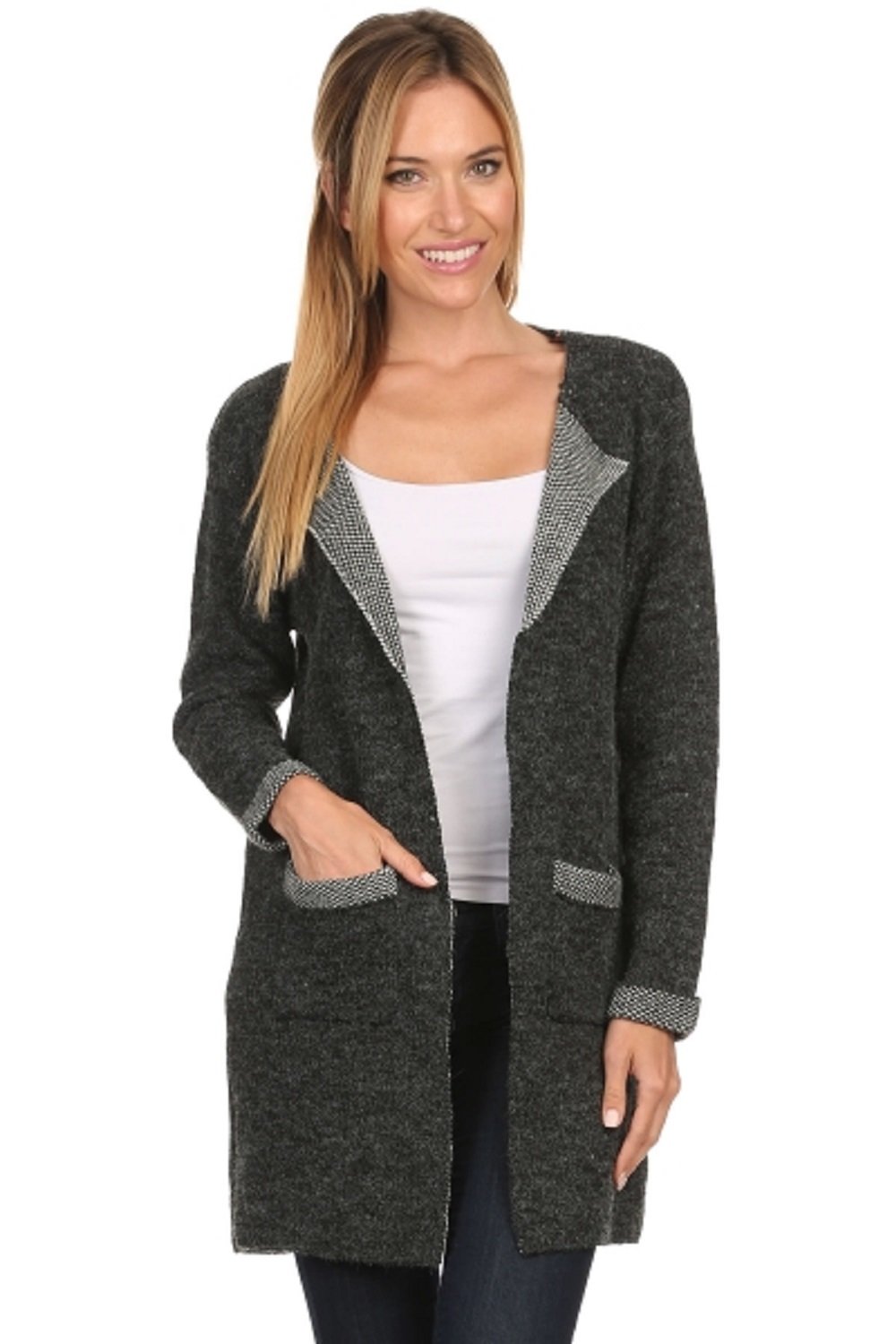 Women's Knit Open Front Long Cardigan Sweater - Soft Loose Fit Lightweight Wrap Cardigan for Women (Charcoal Grey, Medium) | Perfect for Fall Layering, Office Wear & Casual Outfits