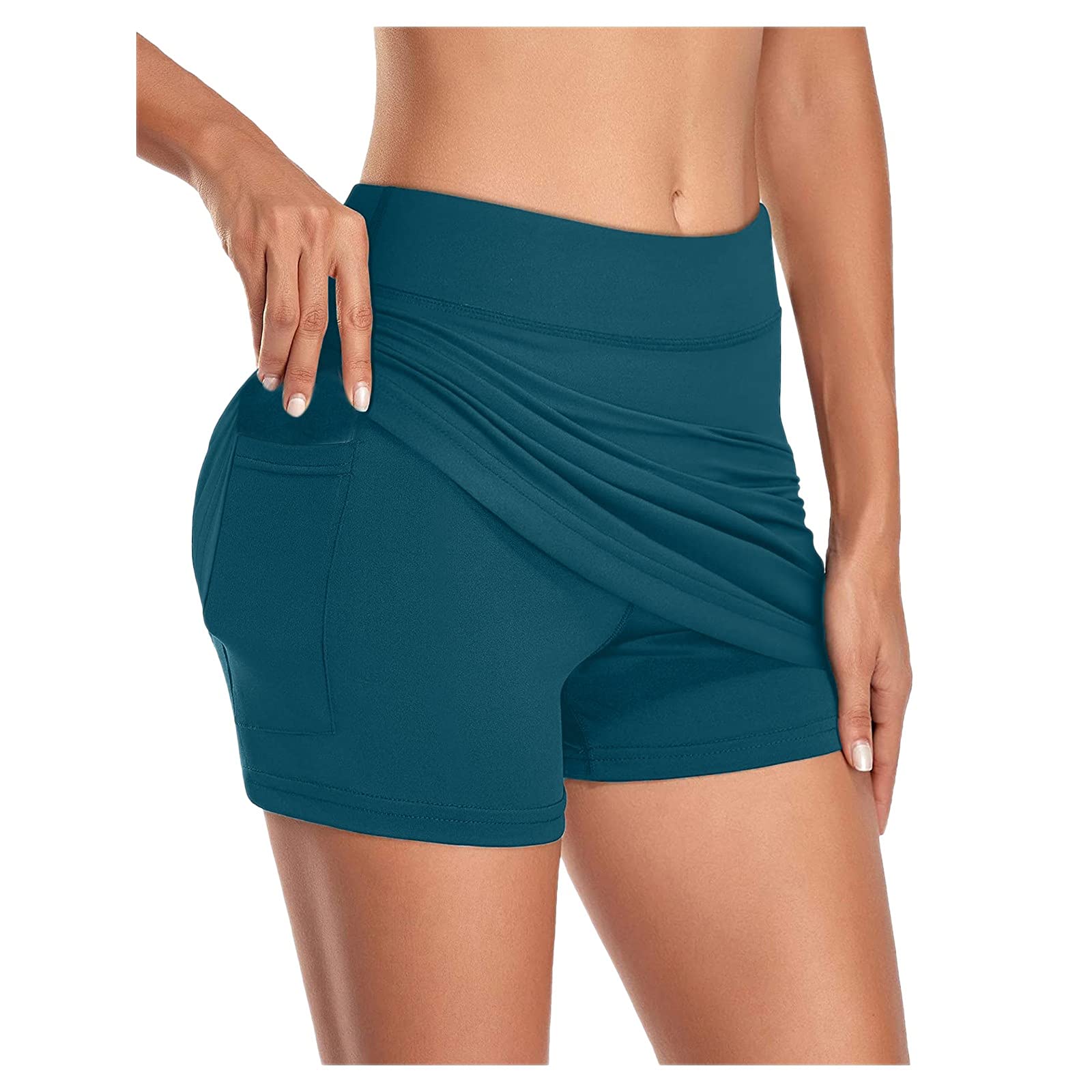 Women's Athletic Skorts with Pockets - Stretchy Tennis & Golf Skirt with Built-in Shorts - Floor Length Sports Skirt for Running, Yoga, and Outdoor Activities