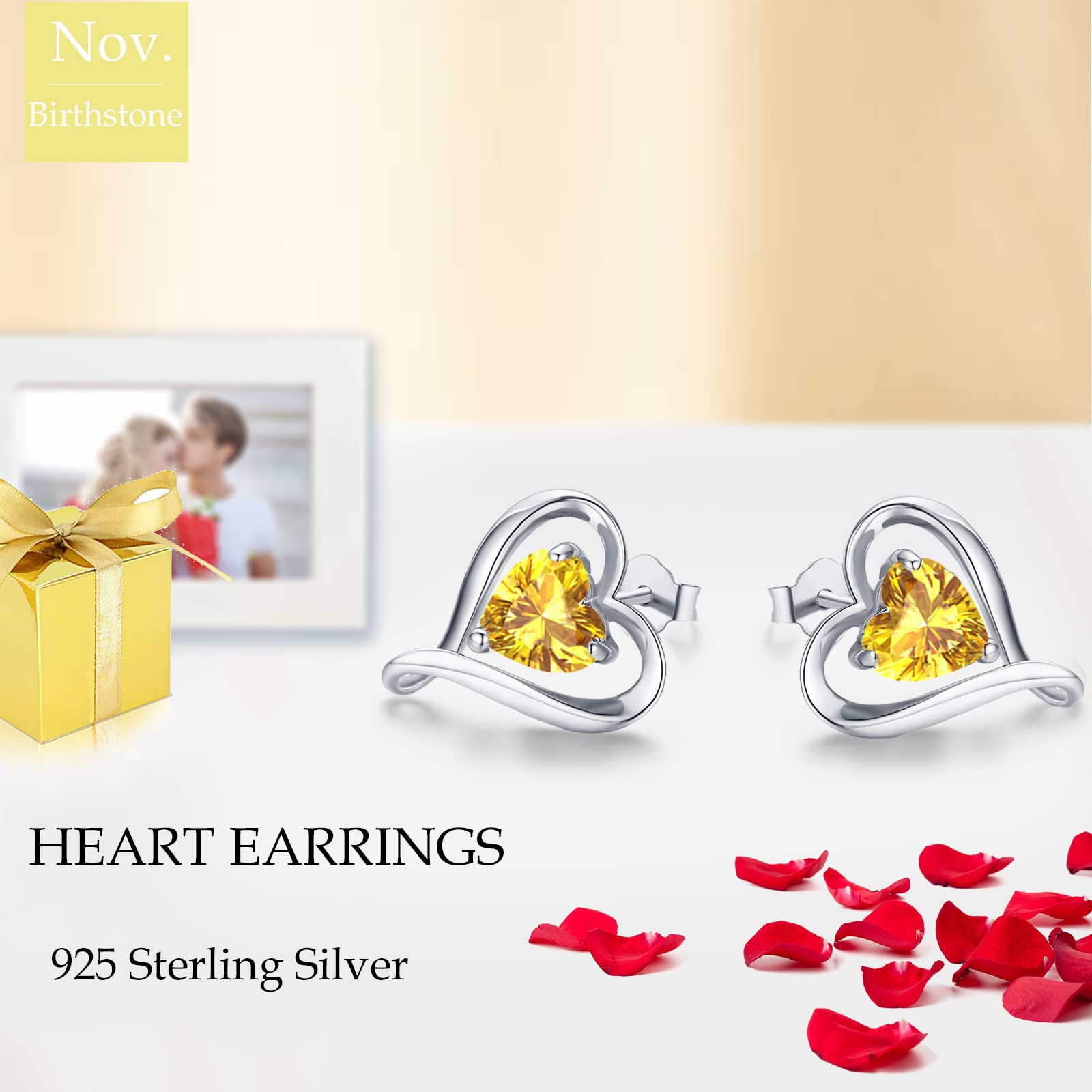 LAVUMO Hypoallergenic Heart Stud Earrings for Women - 18K Gold Plated, Silver & Rose Gold Cubic Zirconia Jewelry Set | Perfect Birthday, Anniversary Gift for Her | Elegant Everyday Wear & Special Occasions