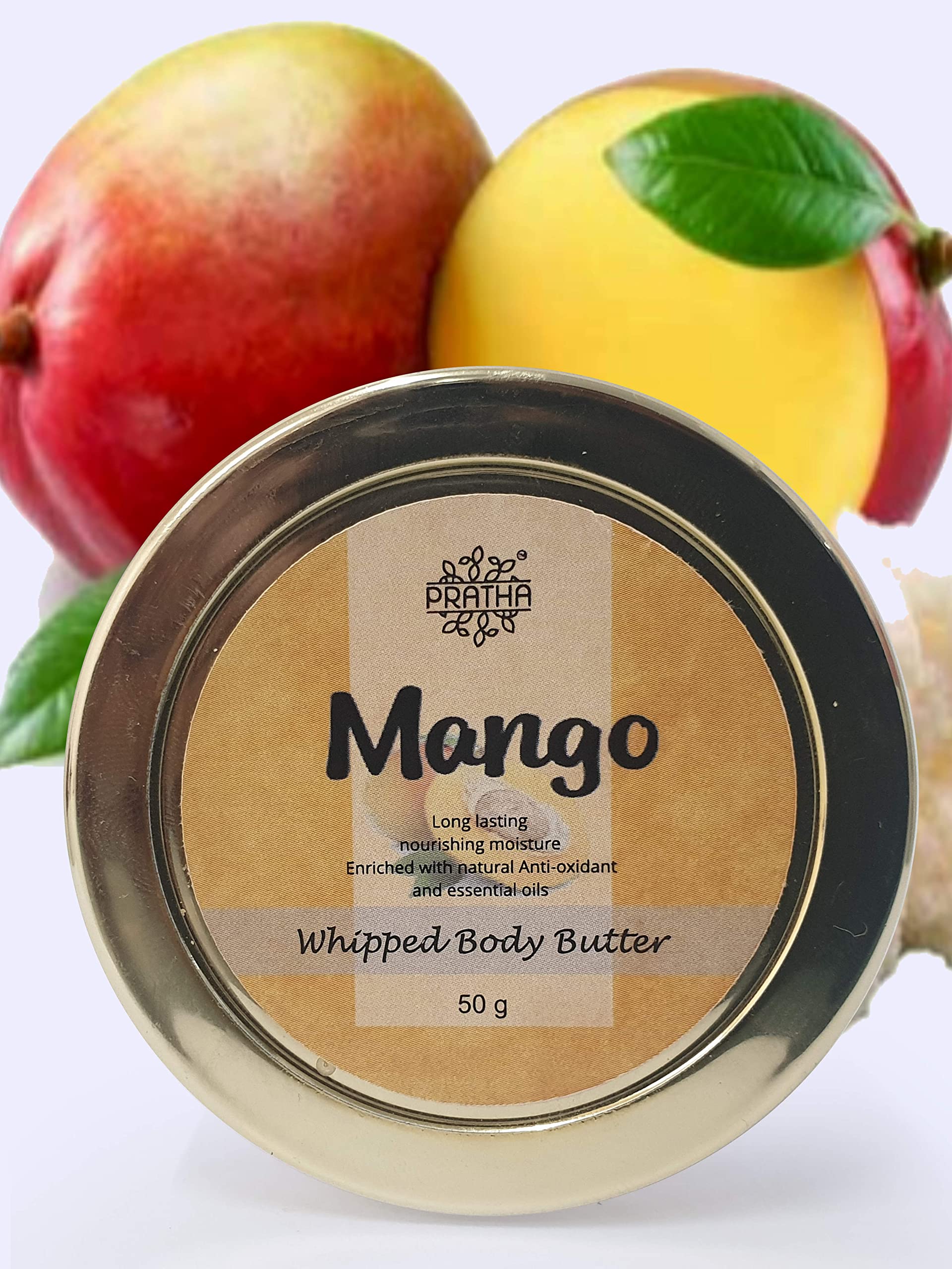 Pratha Naturals Mango Body Butter - 100g Whipped Cream for Deep Hydration & Nourishment | Tropical Mango Scented Moisturizer for Dry Skin | Perfect for Daily Use, After Shower & Night Care Routine