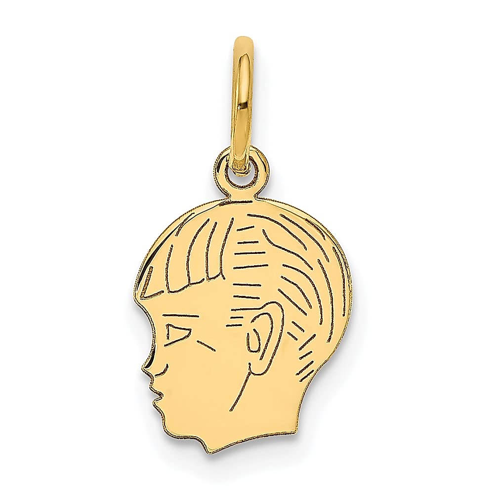 14K Yellow Gold Engravable Boy Head Charm Necklace Pendant - Personalized Baby Disc Jewelry for Women, Gifts for Her - Perfect for Mother's Day, Birthday & Anniversary Presents